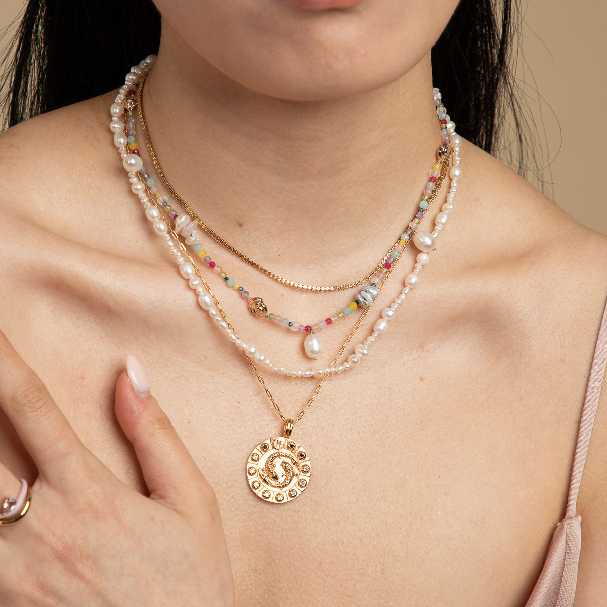 Treasure Beaded Necklace in Gold