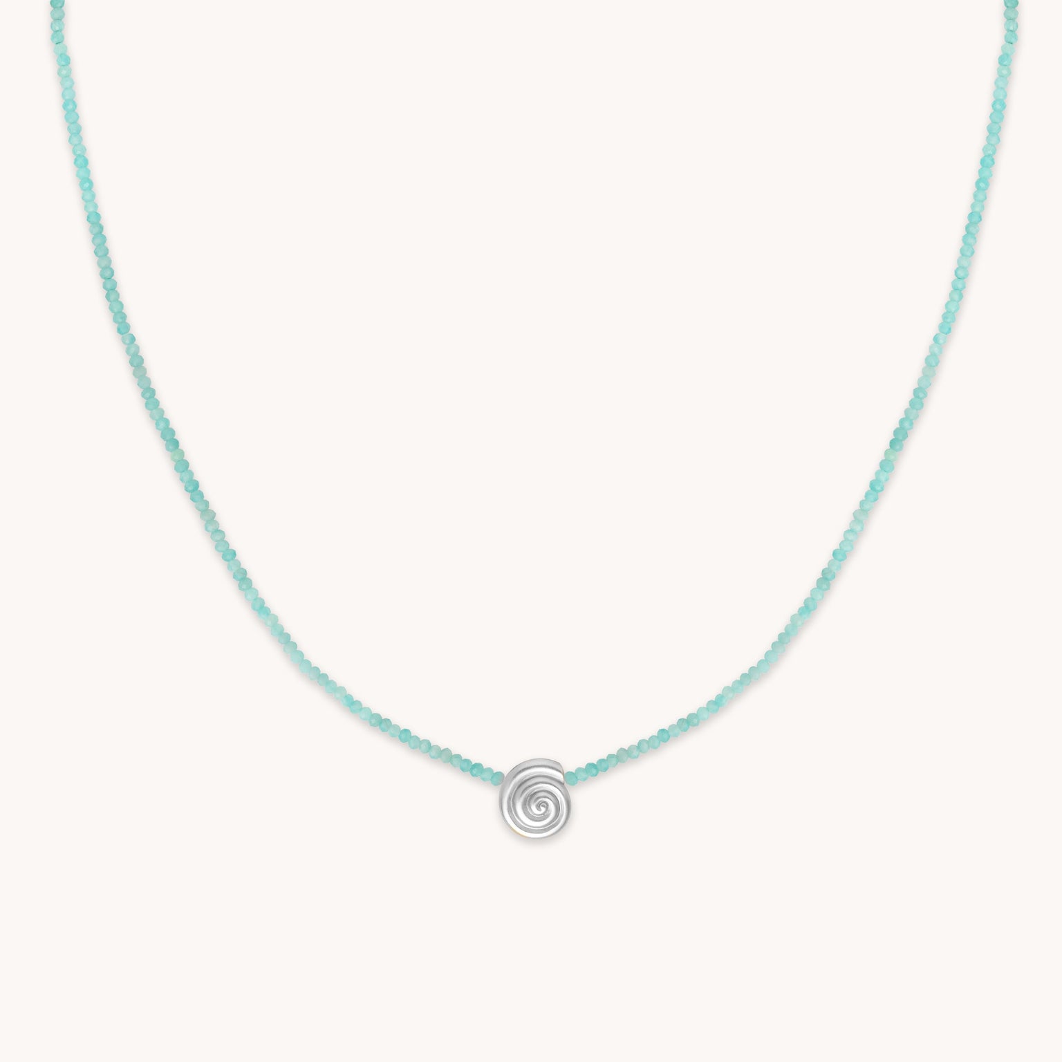 Amazonite Shell Pendant Necklace in Silver