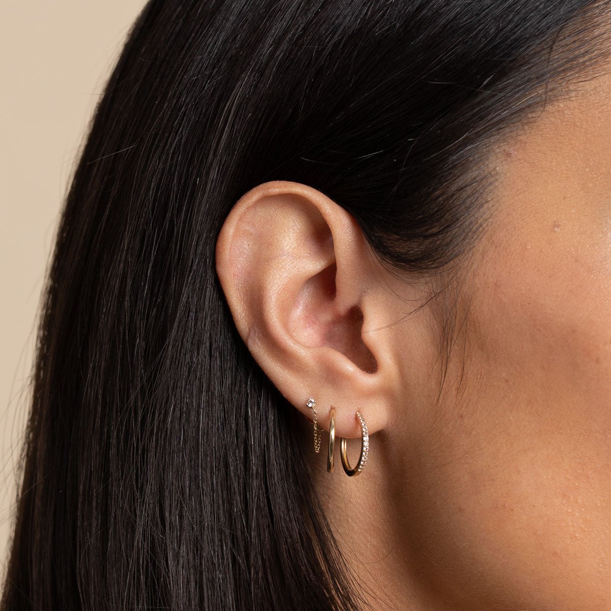 Topaz Chain Stud Earrings in Solid Gold