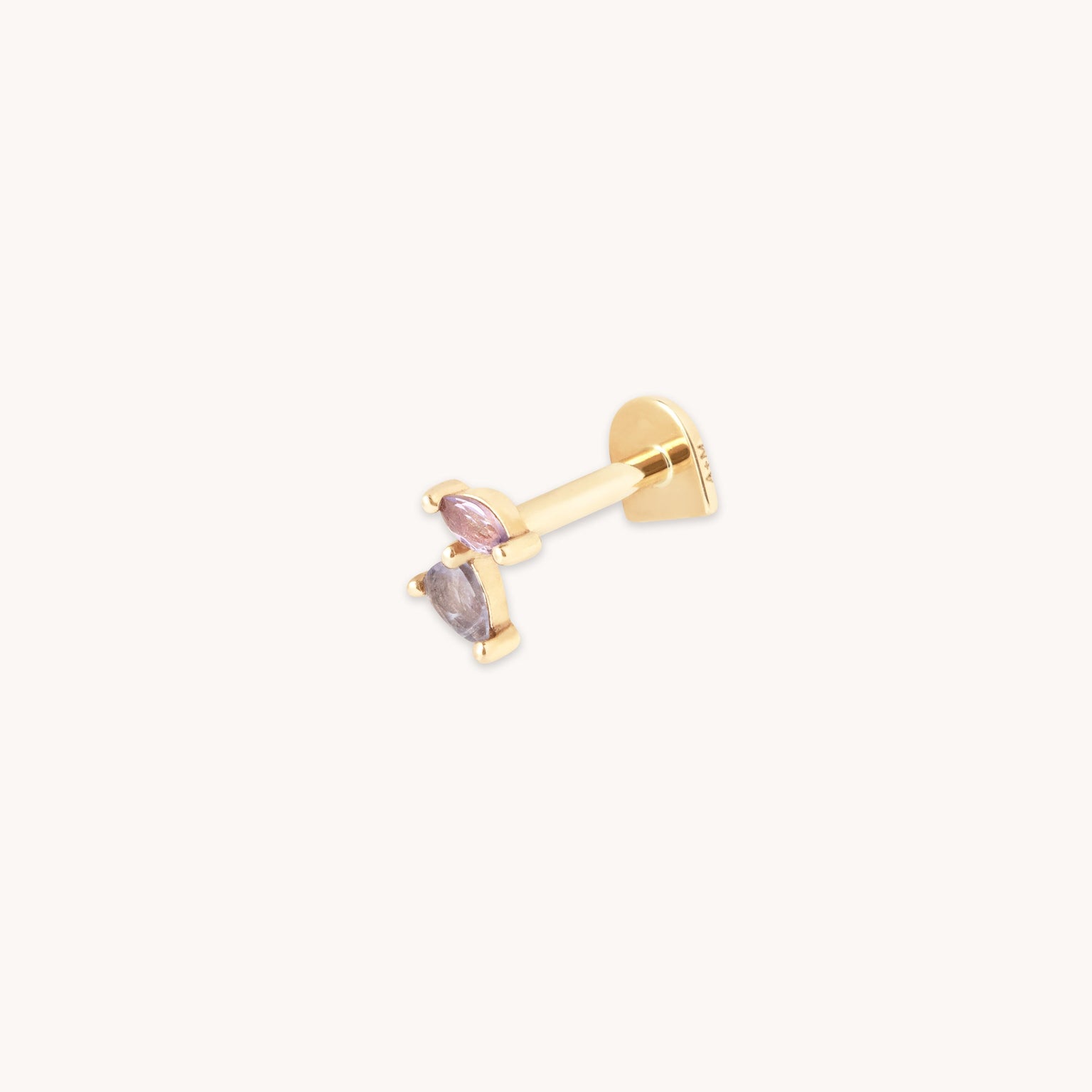 Amethyst Cluster Piercing Stud in Solid Gold