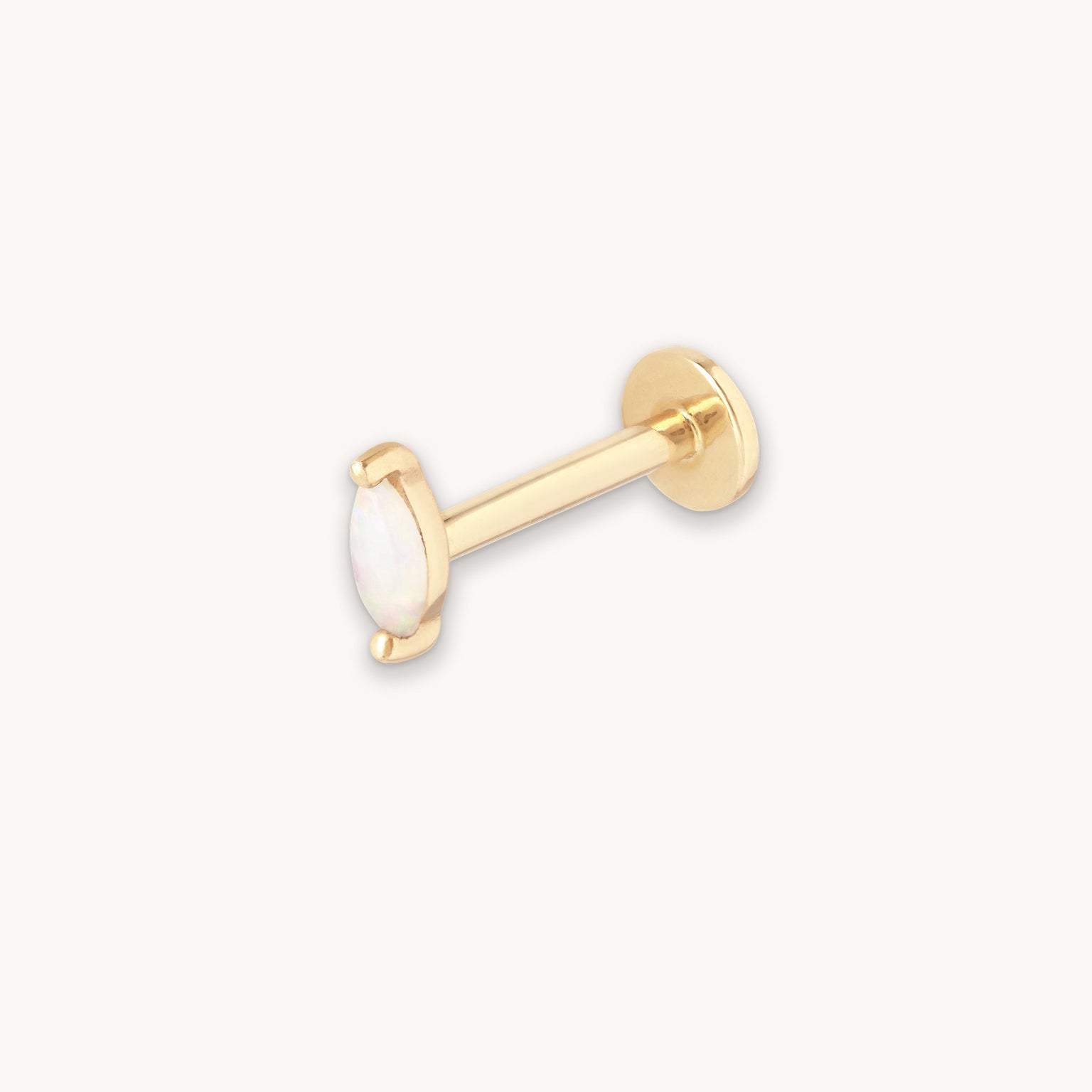 Opal Marquise Piercing Stud in Solid Gold