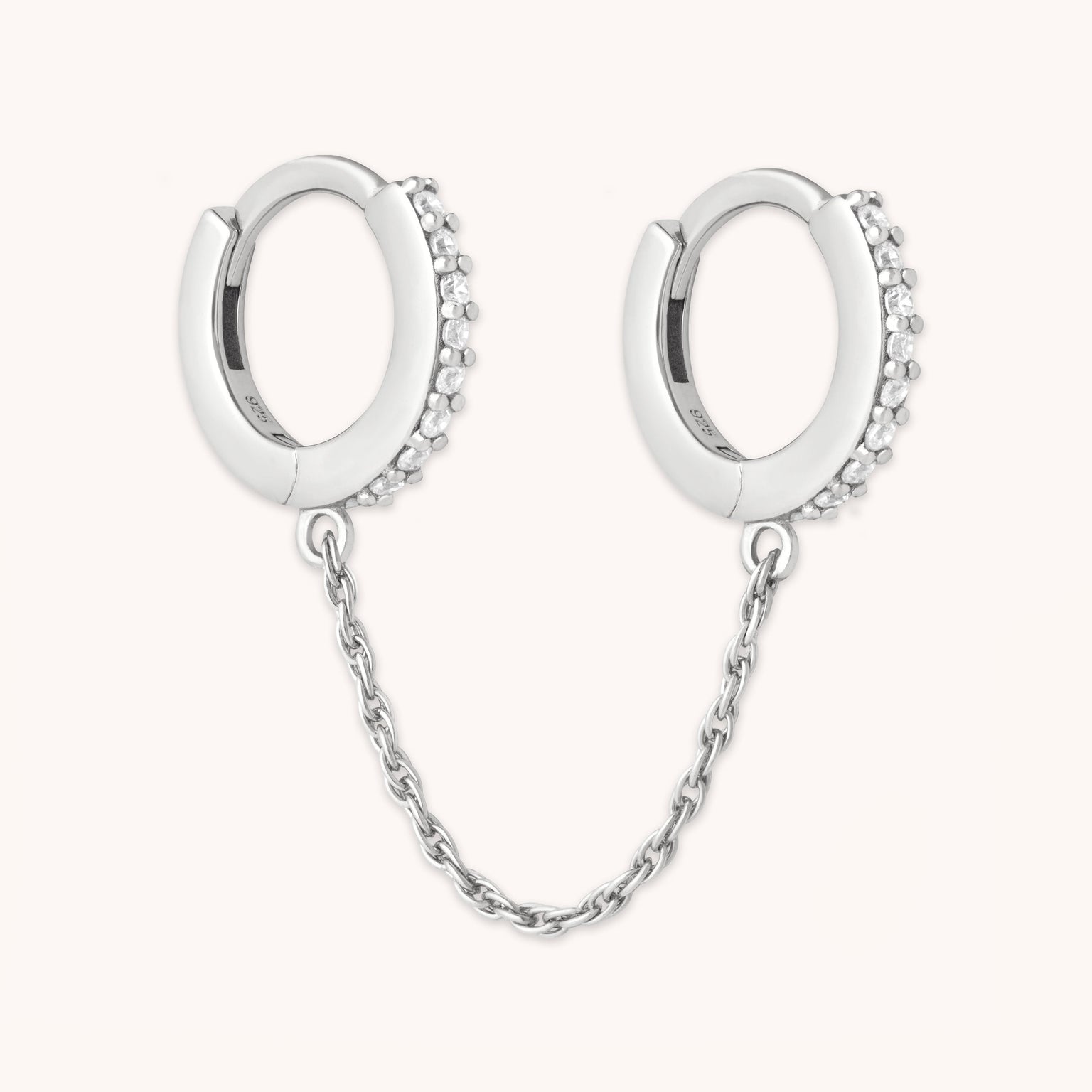 Chain Link Huggies in Silver