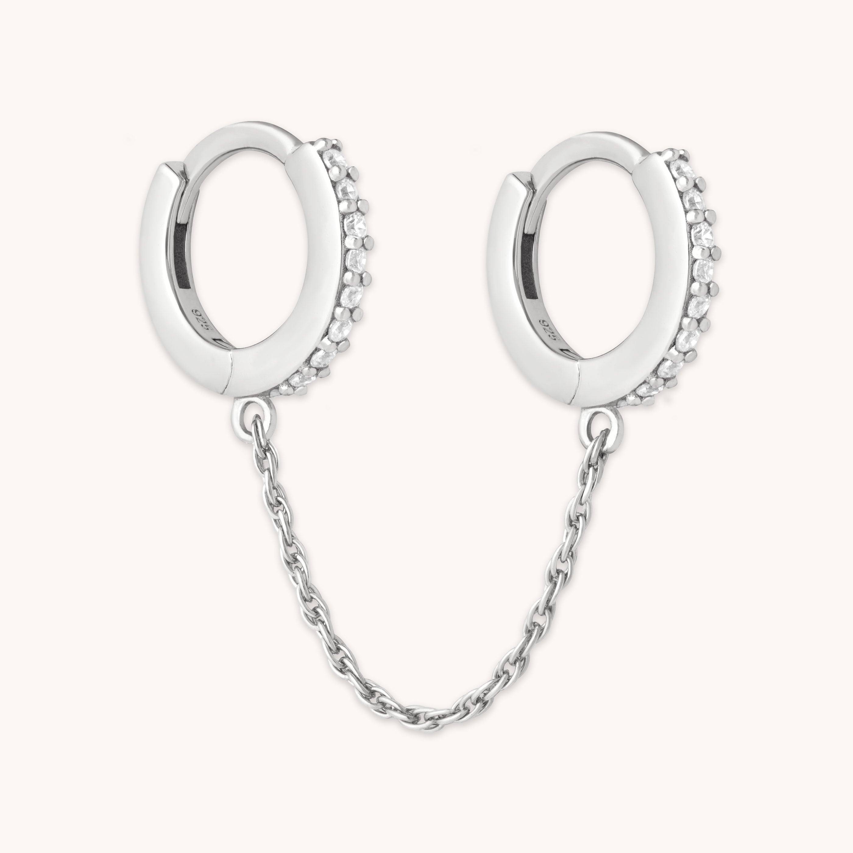 Chain Link Huggies in Silver