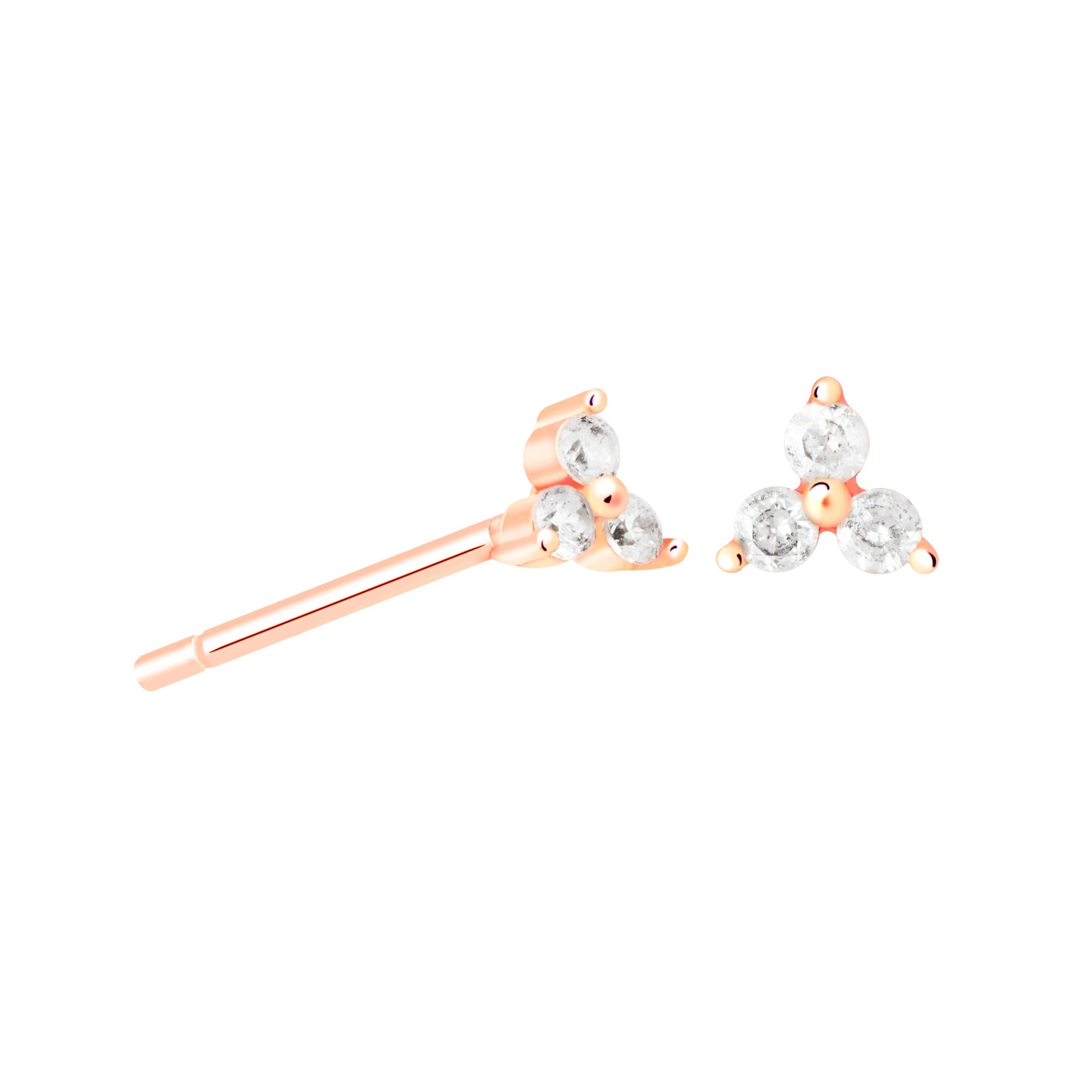 Triple Crystal Stud Earrings in Rose Gold
