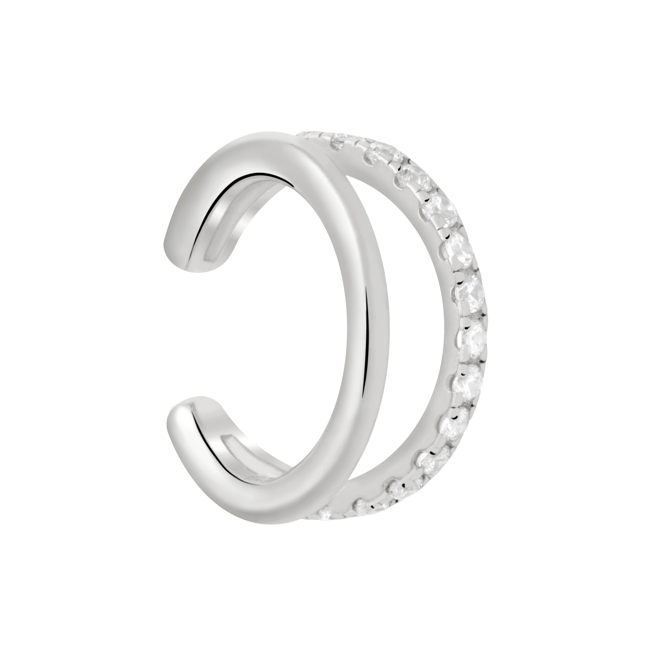 Illusion Crystal Ear Cuff in Silver