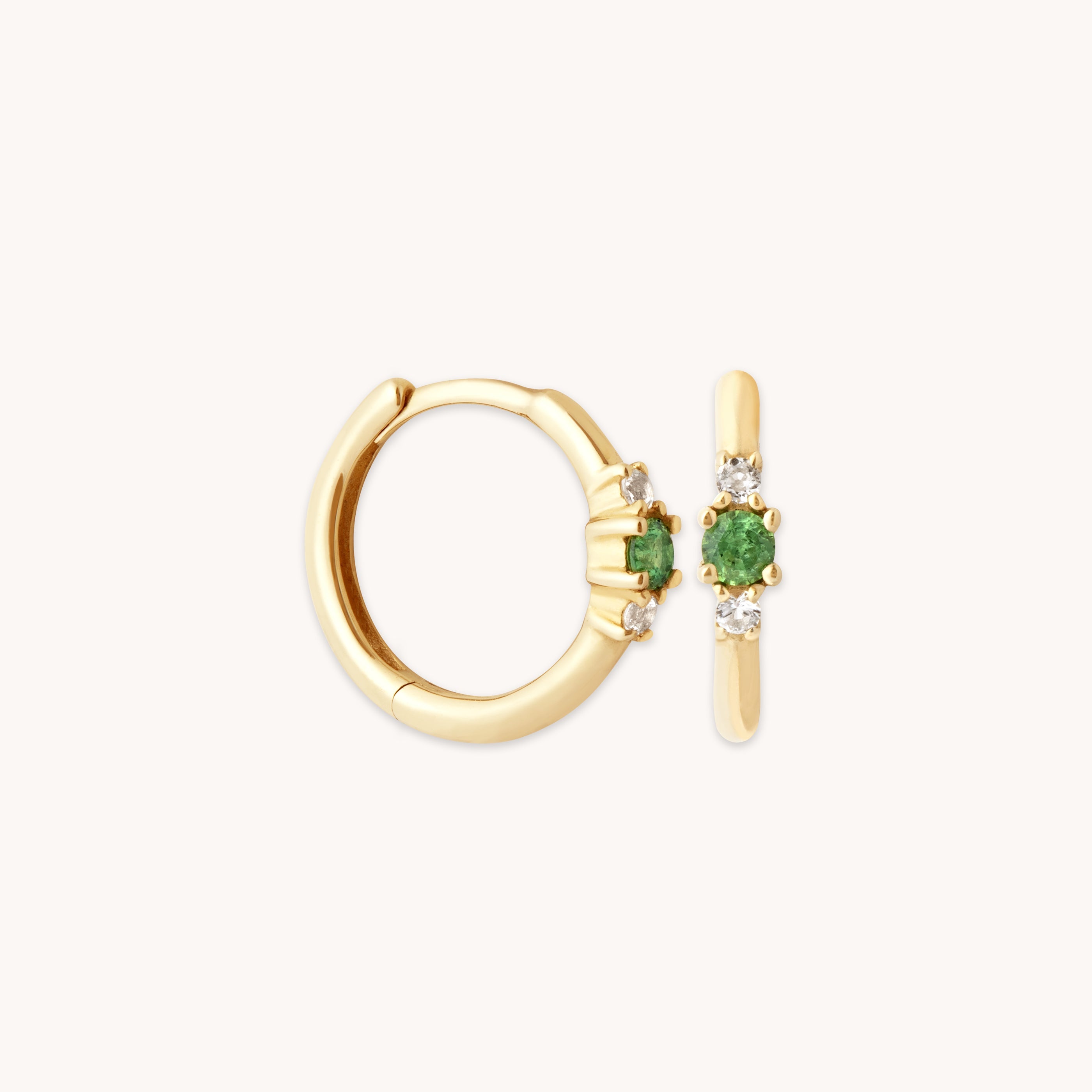 Tsavorite Hoops in Solid Gold