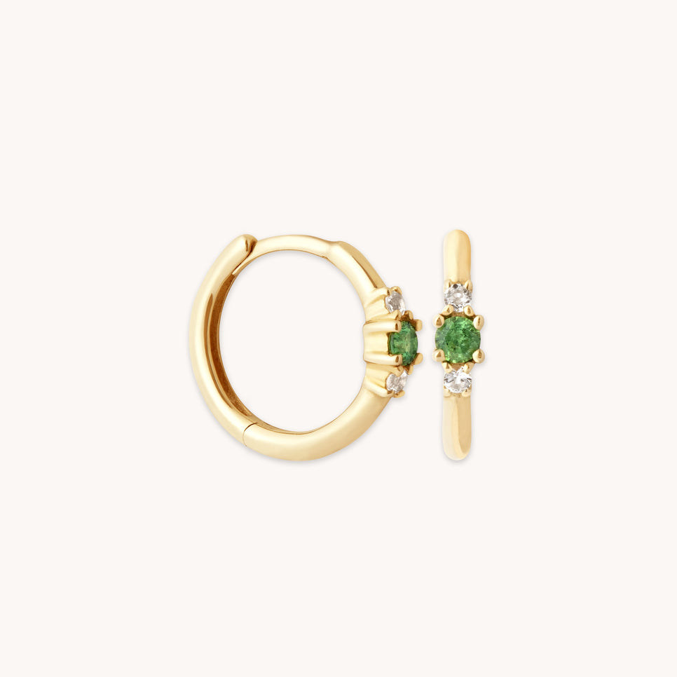 Tsavorite Hoops in Solid Gold