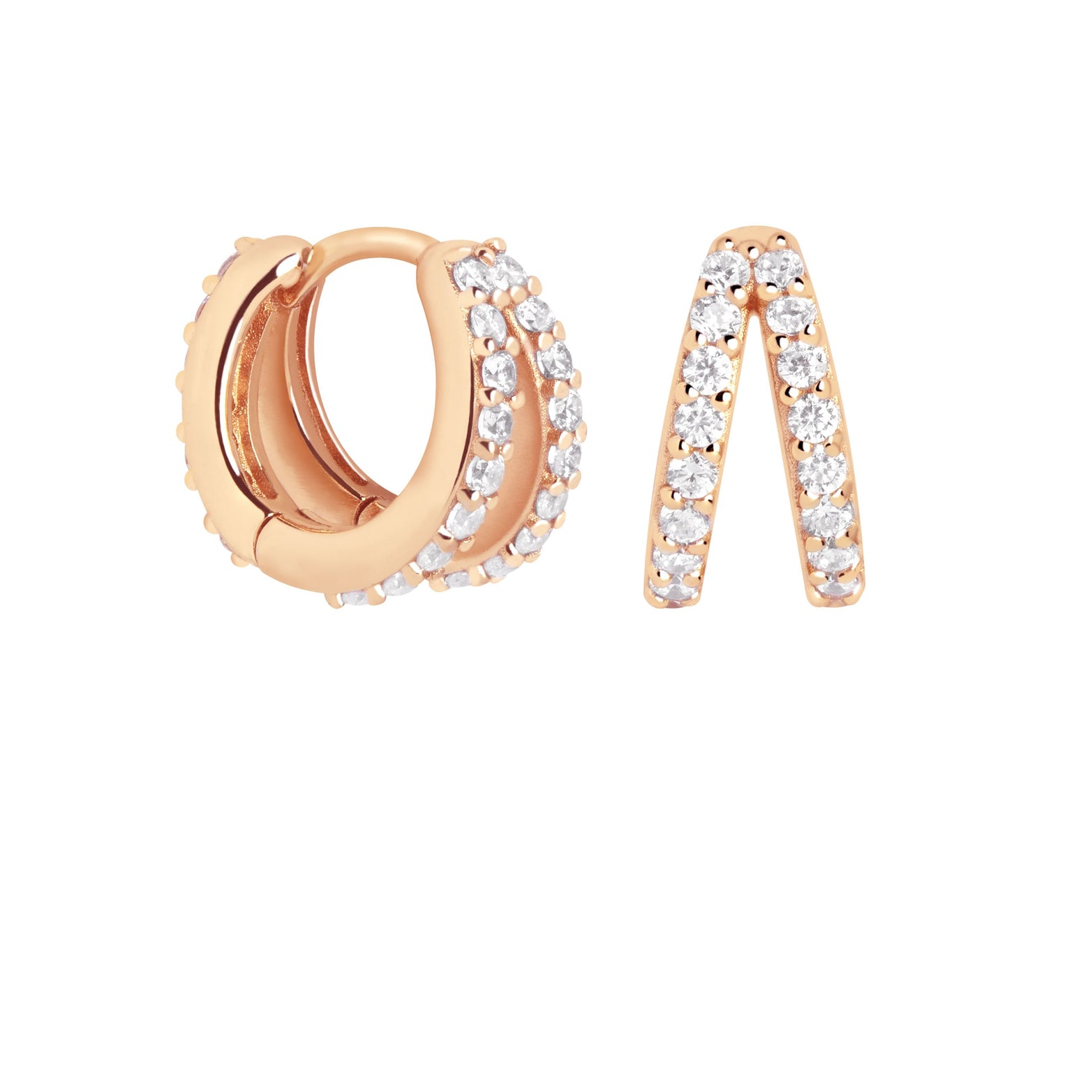 Illusion Crystal Huggies in Rose Gold