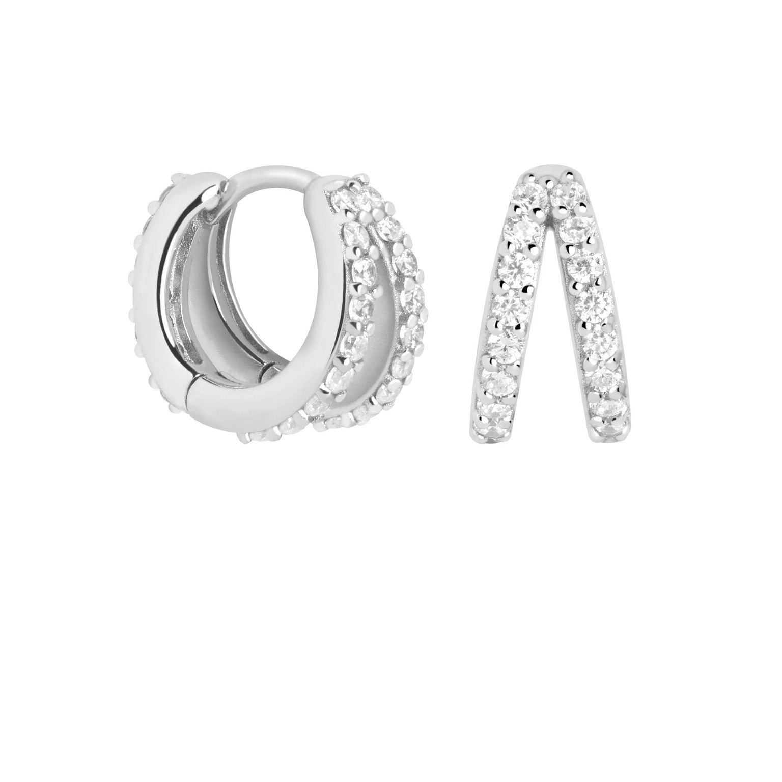 Illusion Crystal Huggies in Silver
