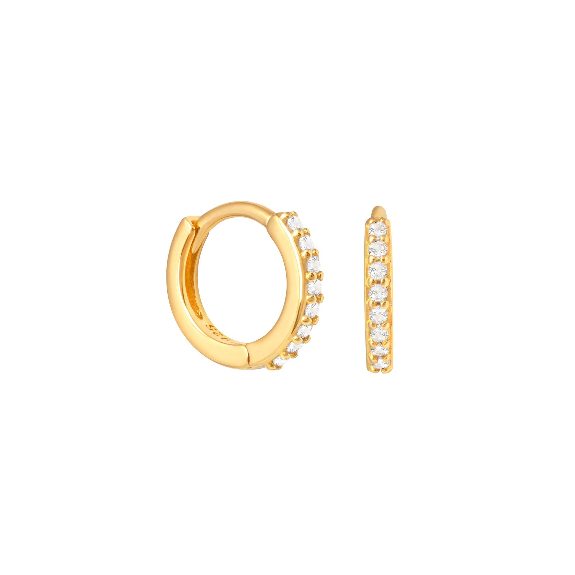 April Birthstone Huggies in Gold with Clear CZ