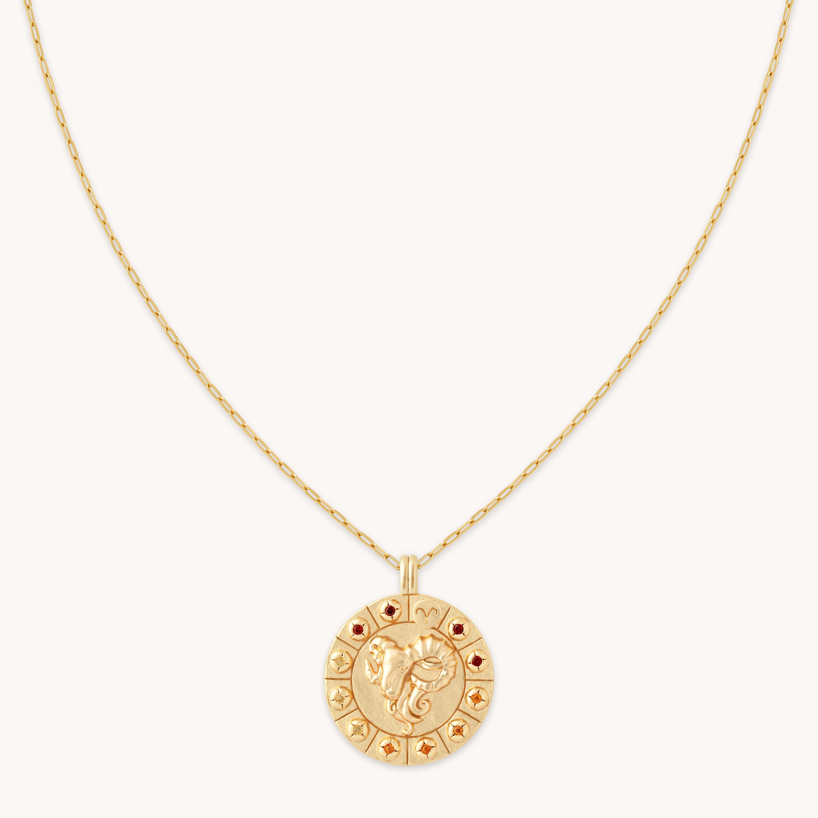 Aries Bold Zodiac Pendant Necklace in gold