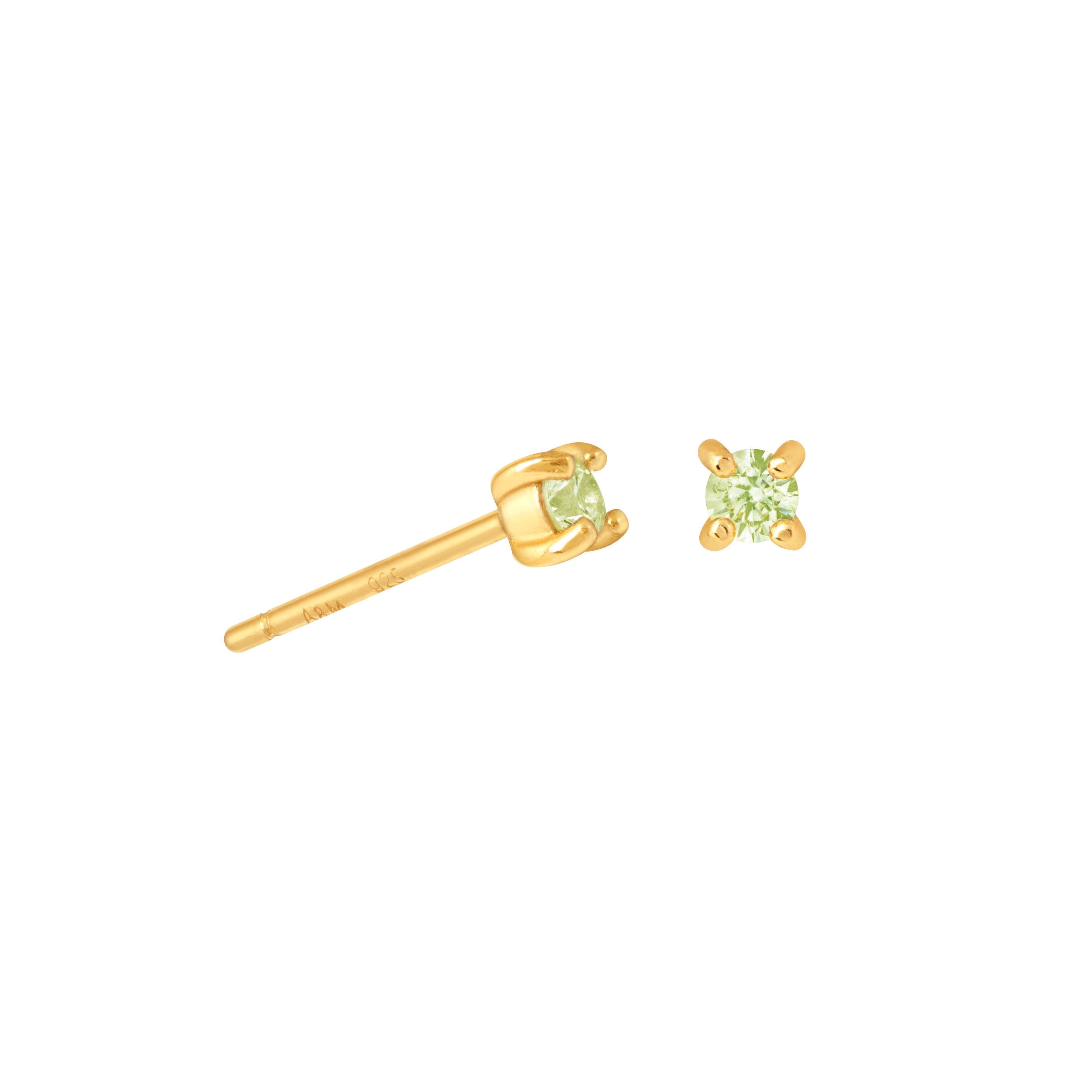 August Birthstone Stud Earrings in Gold with Peridot CZ