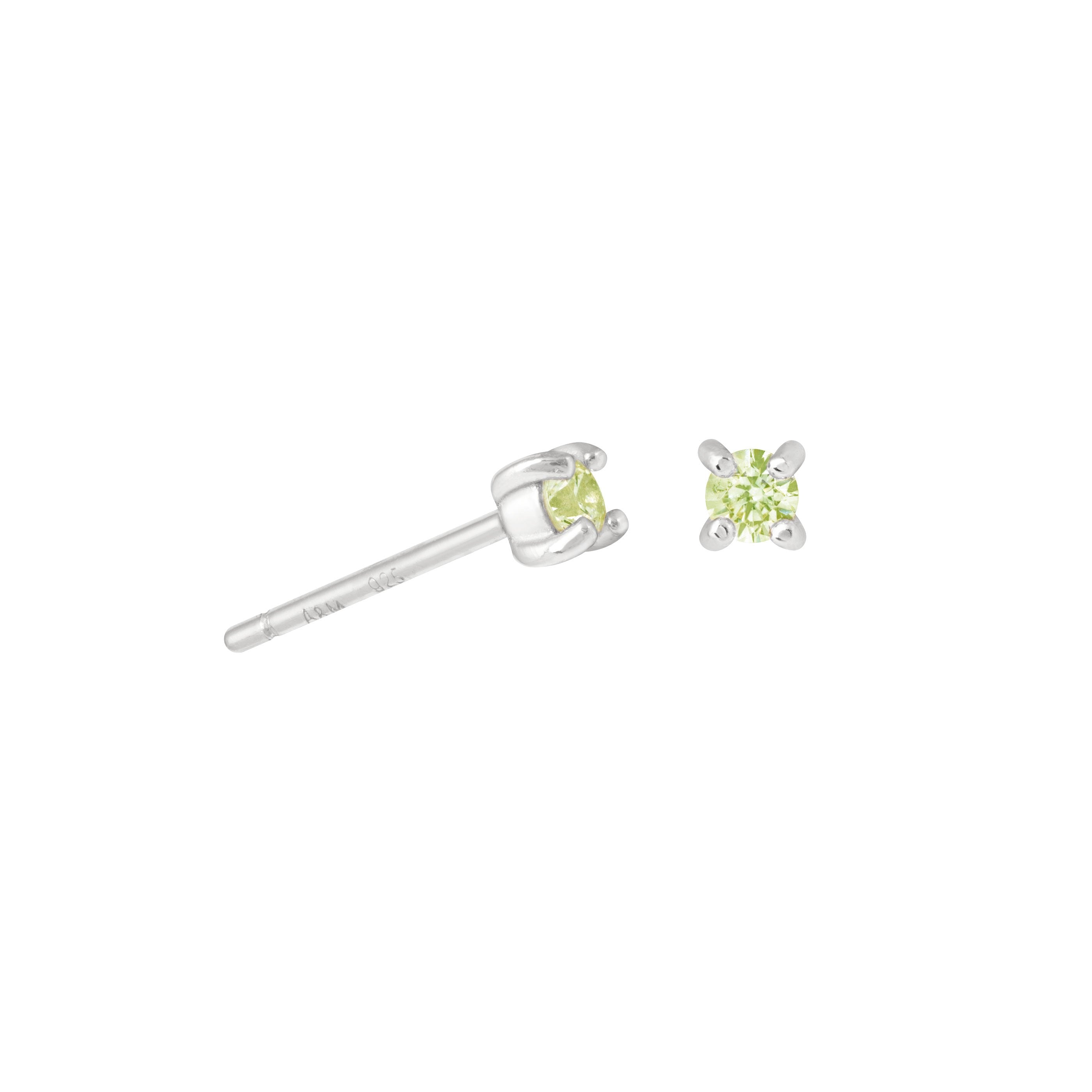August Birthstone Stud Earrings in Silver with Peridot CZ