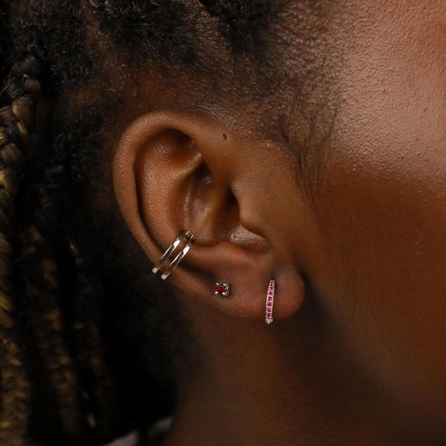January Birthstone Stud Earrings in Silver with Garnet CZ
