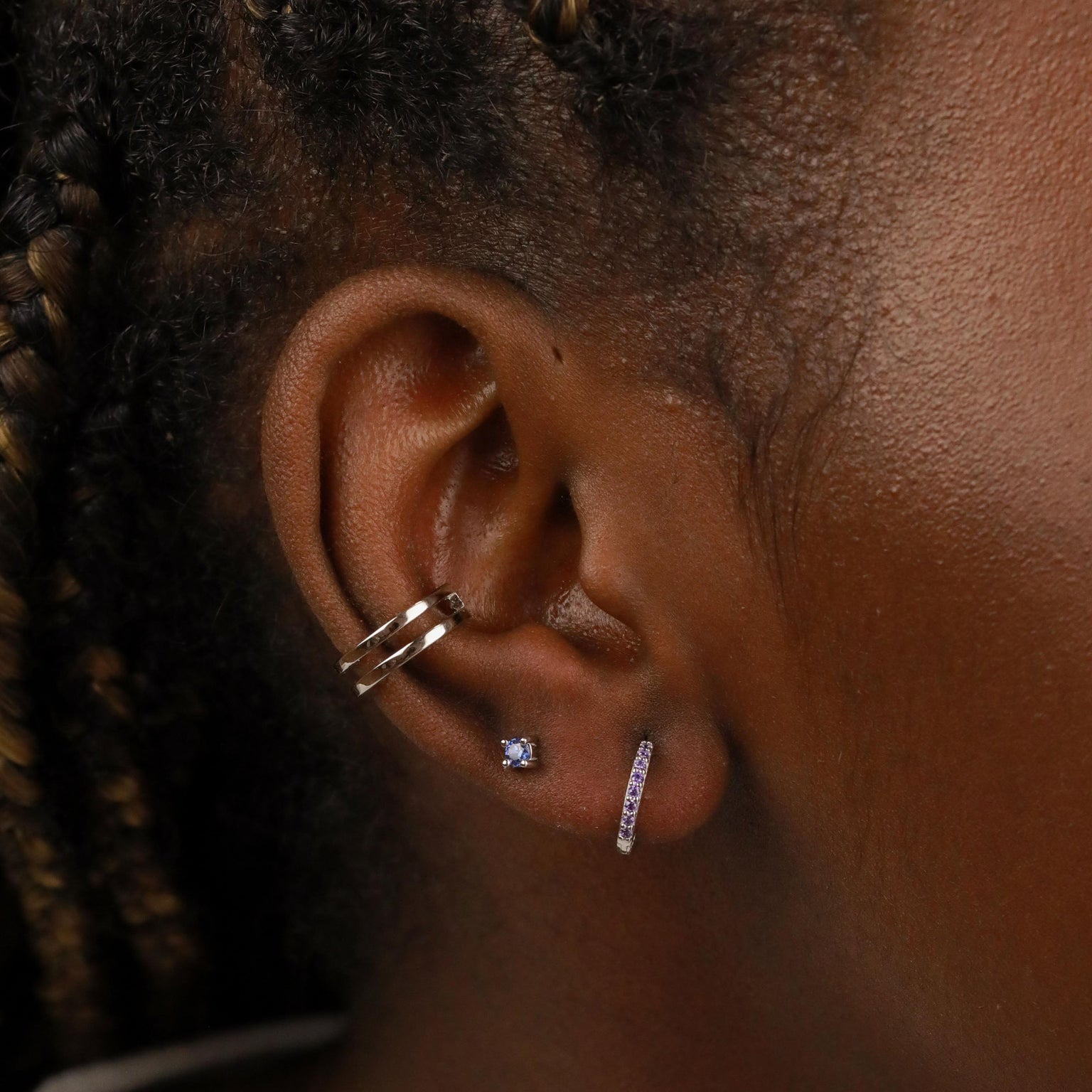 October Birthstone Huggies in Silver with Pink Tourmaline CZ