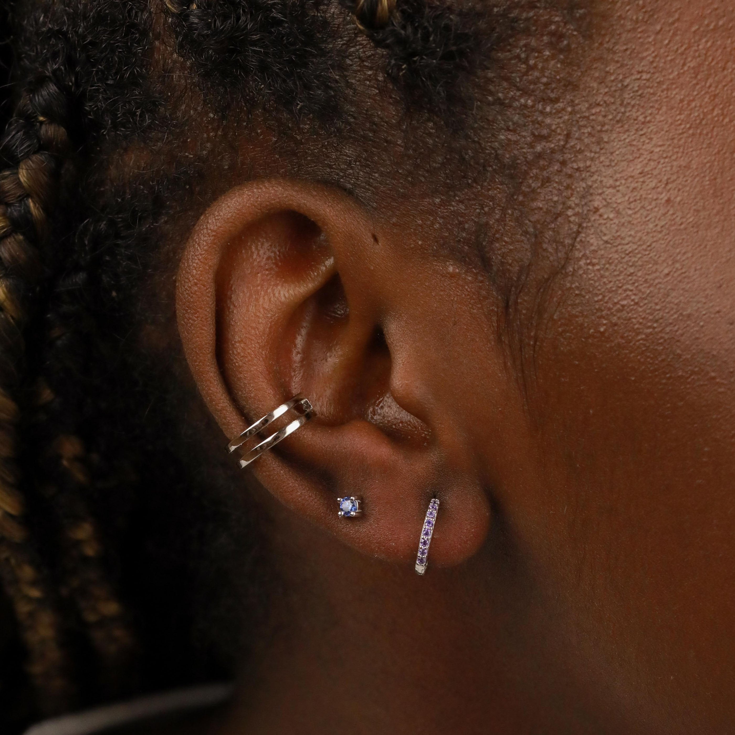 October Birthstone Huggies in Silver with Pink Tourmaline CZ