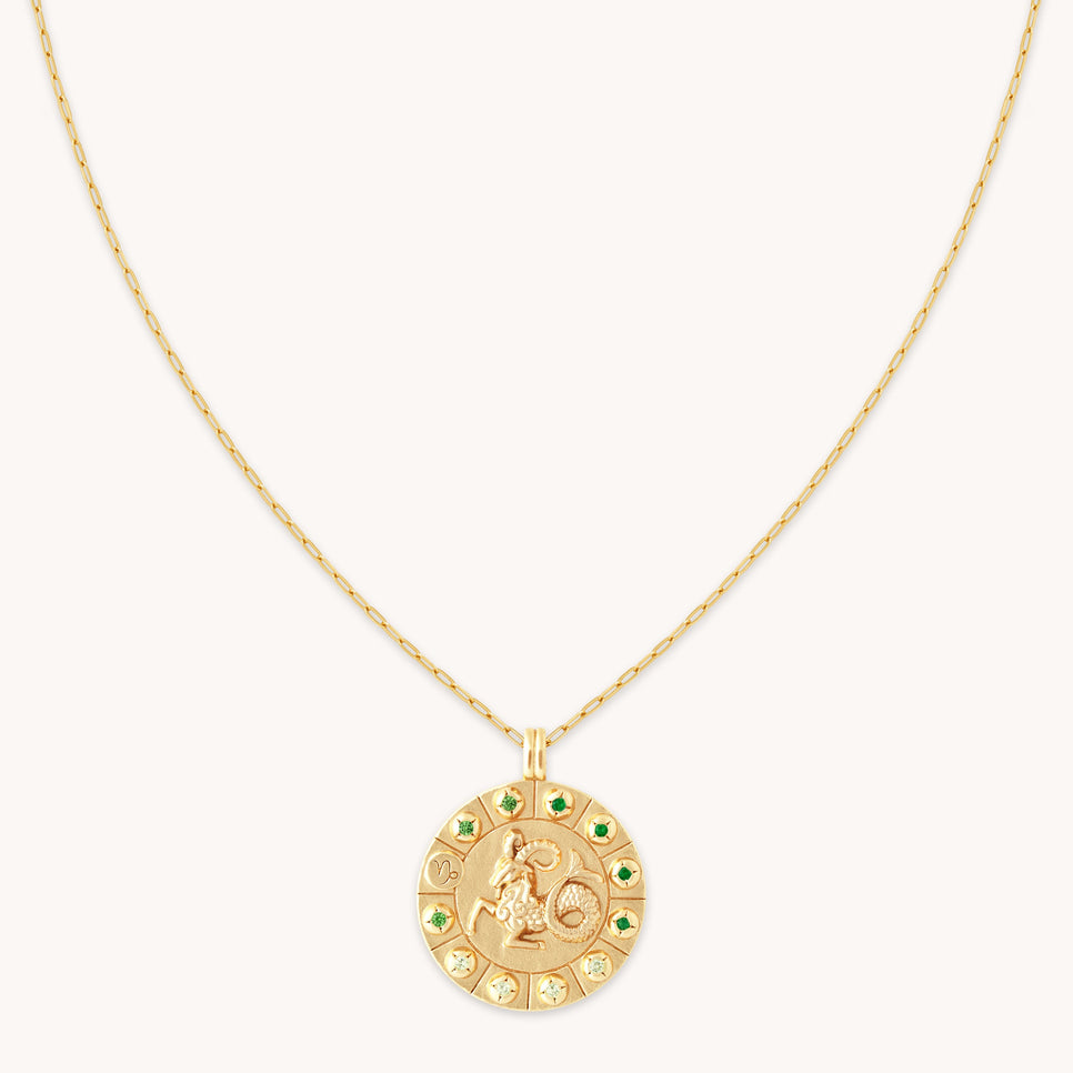 Capricorn Bold Zodiac Pendant Necklace in Gold
