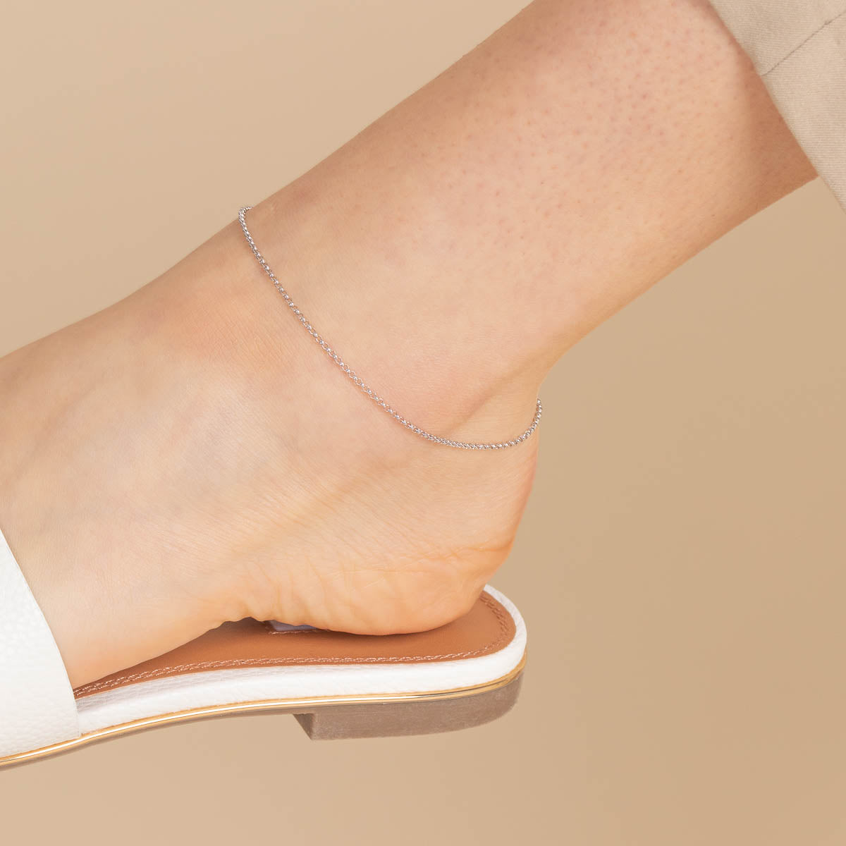 Chelsea Chain Anklet in Solid White Gold