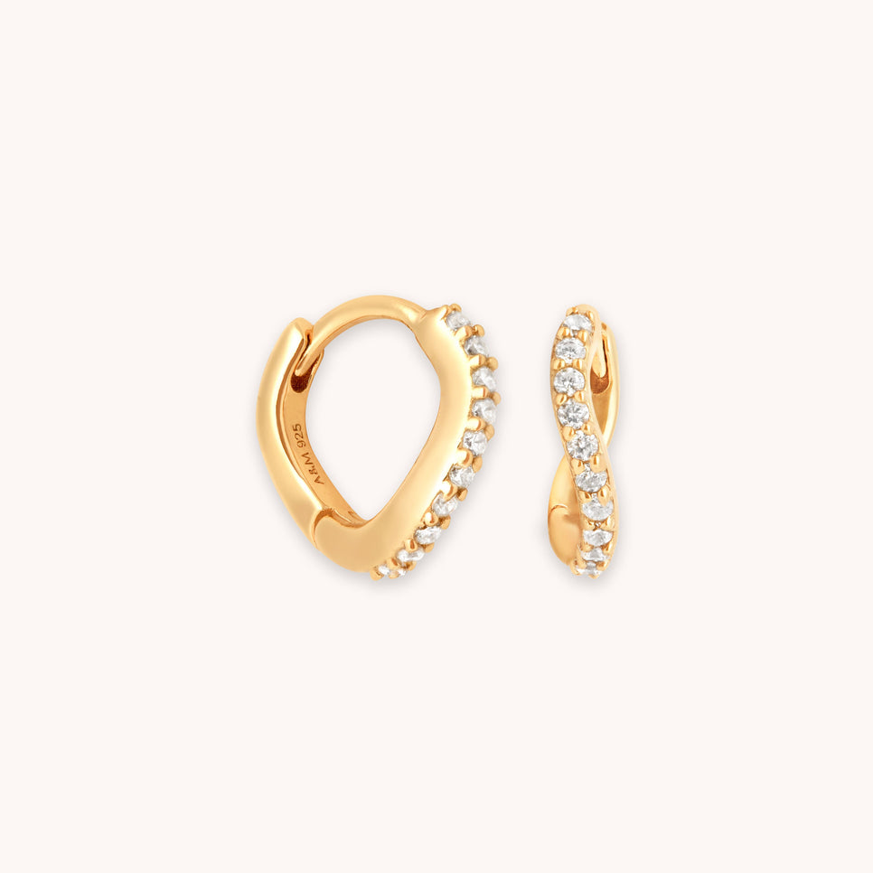 Wave Crystal Huggies in Gold Cut Out