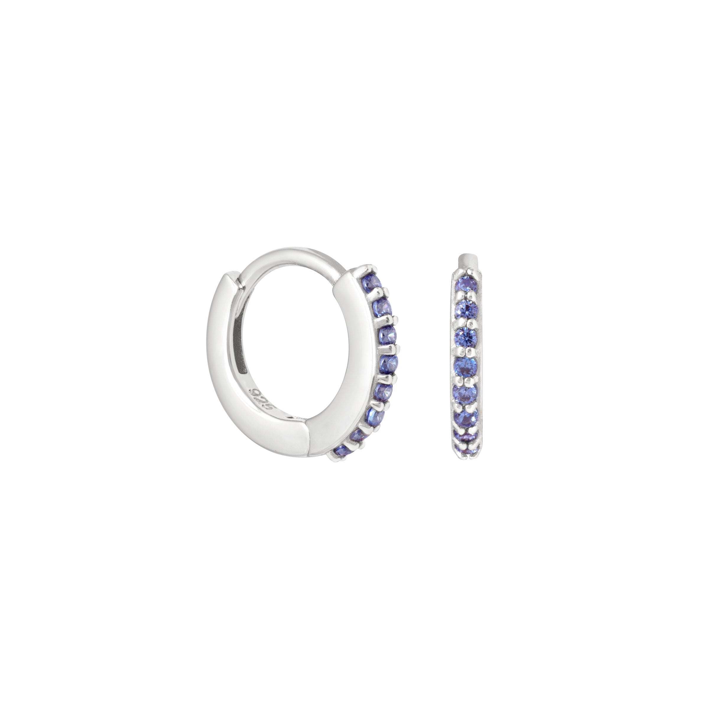 December Birthstone Huggies in Silver with Tanzanite CZ