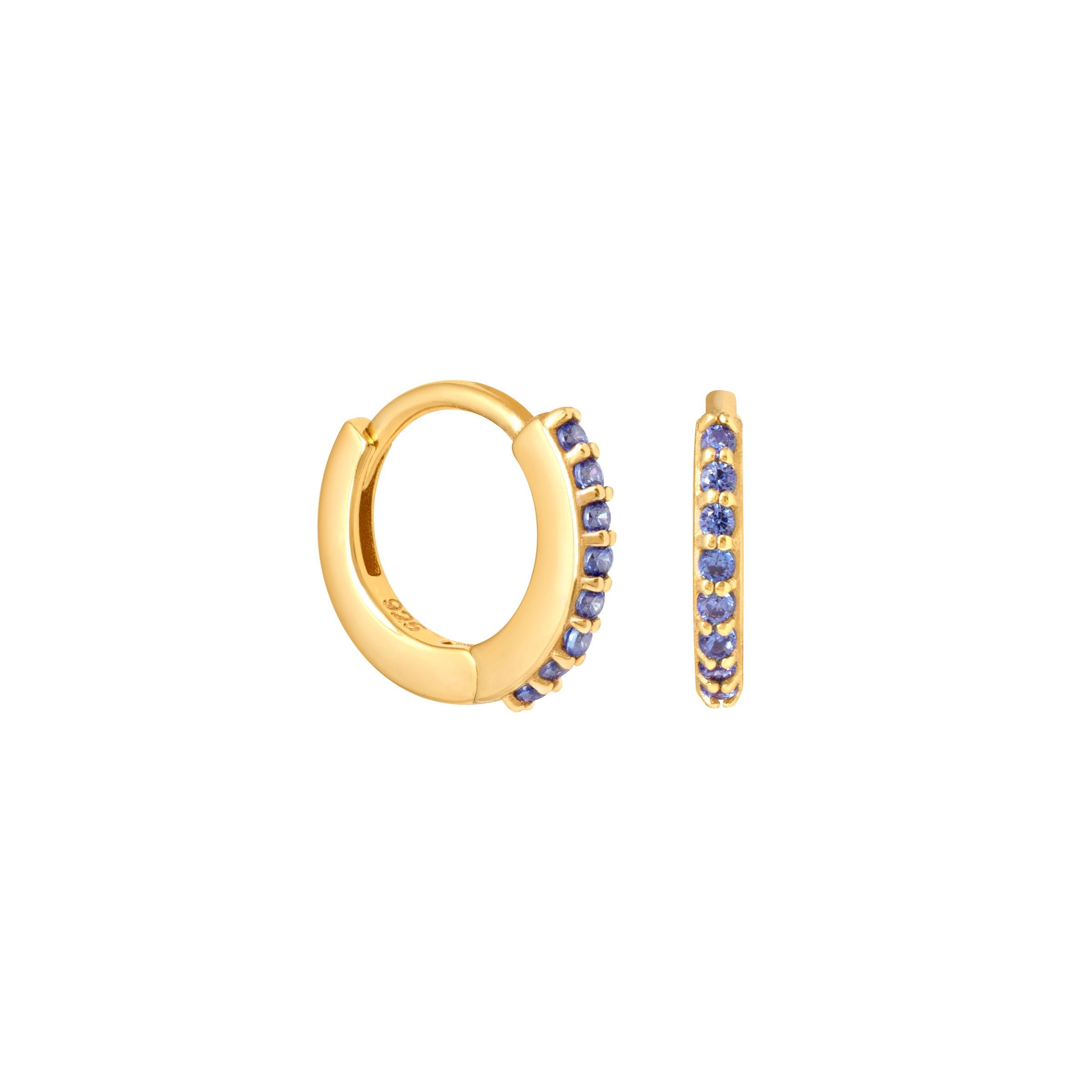 December Birthstone Huggies in Gold with Tanzanite CZ