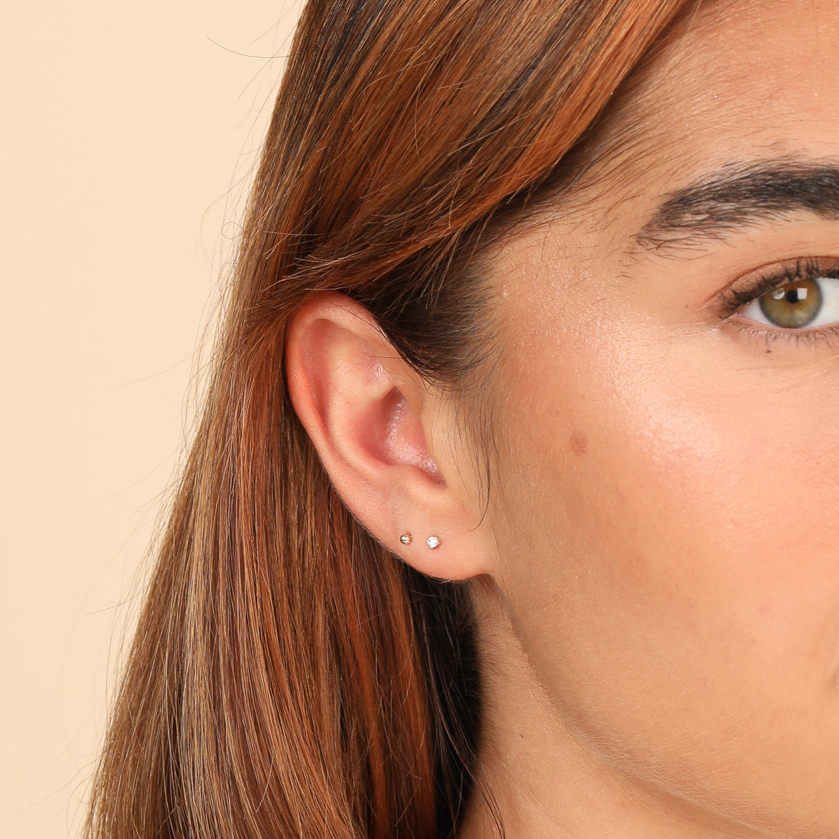 Diamond Piercing Stacking Set in Solid Gold Worn