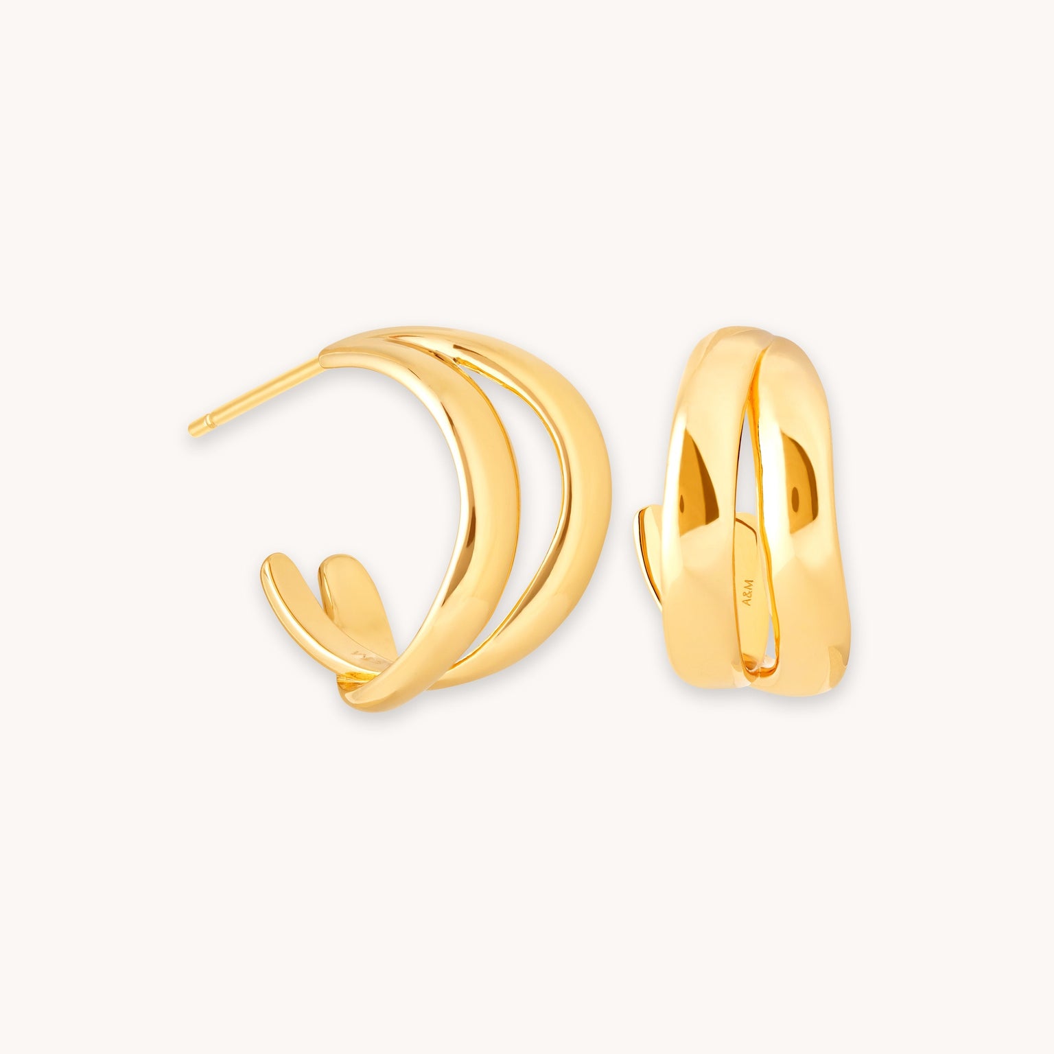 Molten Duo Small Hoops in Gold