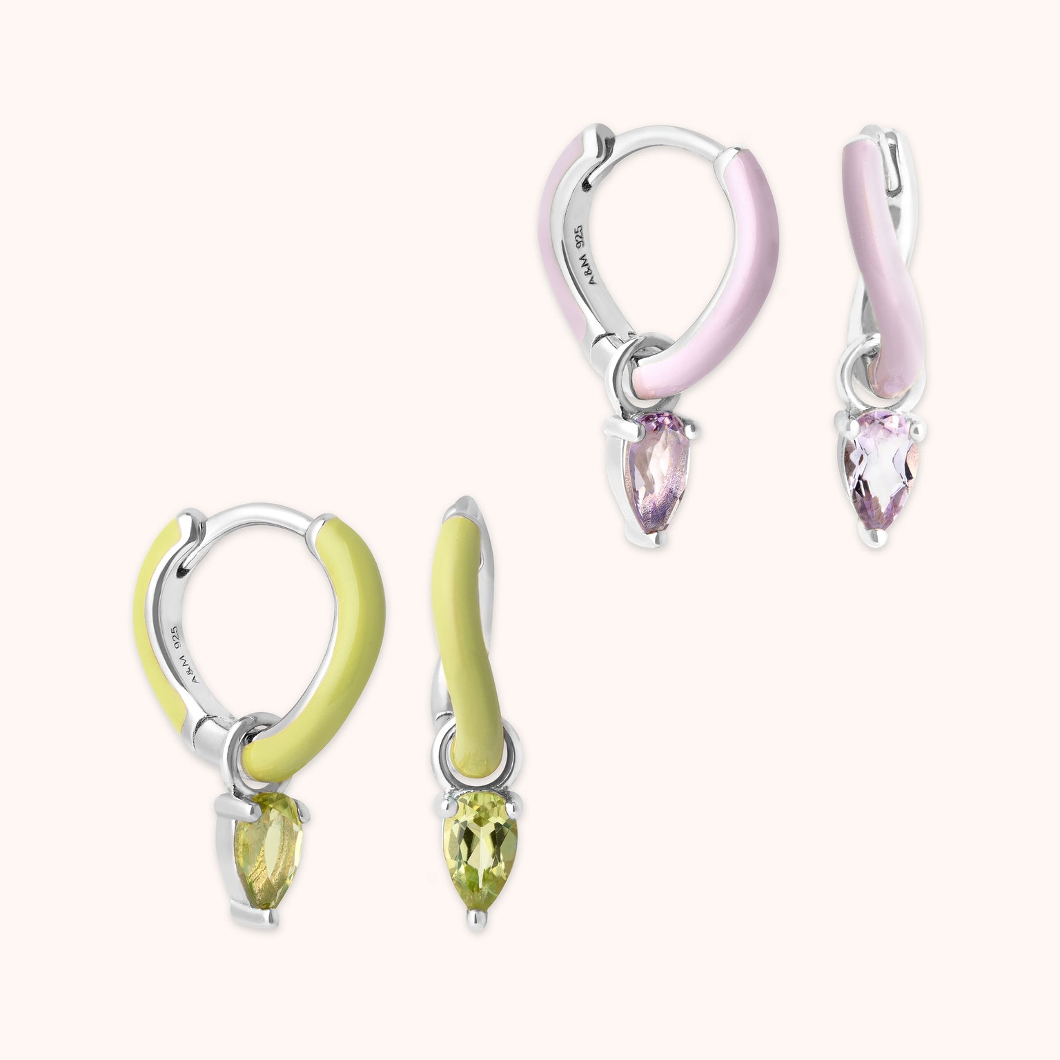 Olivine & Amethyst Stacking Set in Silver