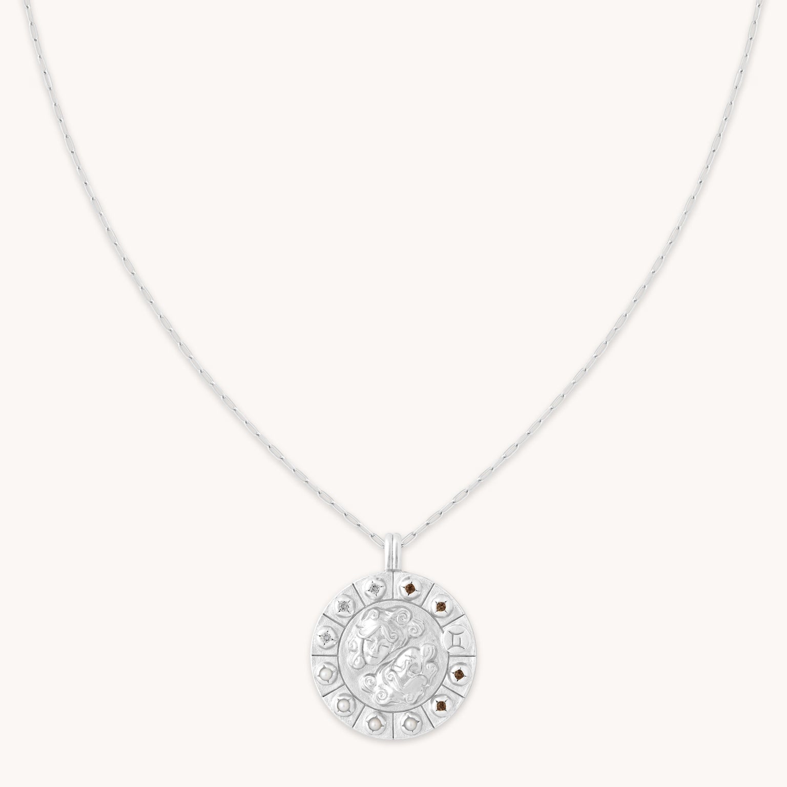 Gemini Bold Zodiac Pendant Necklace in Silver