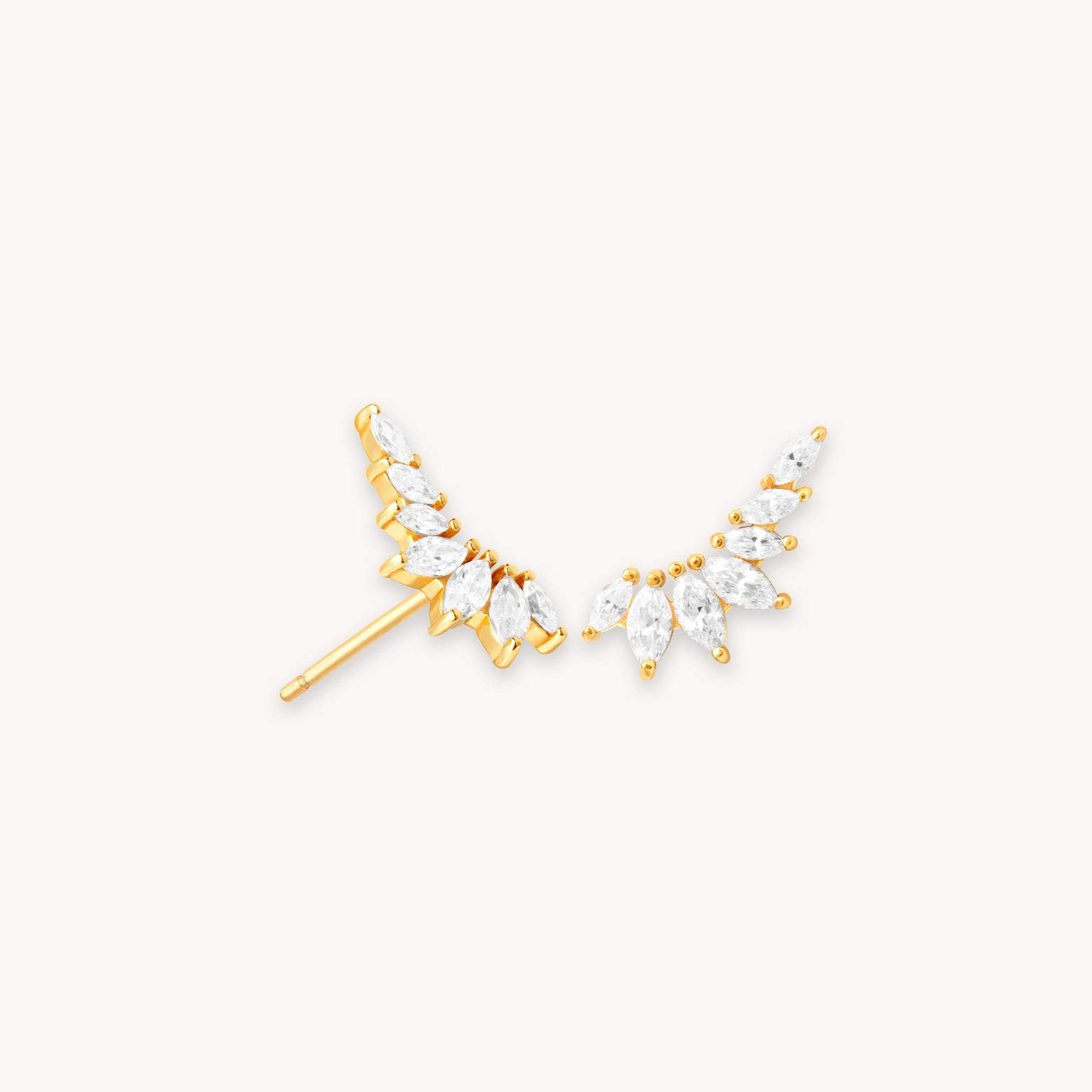 Glimmer Navette Stud Earrings in Gold