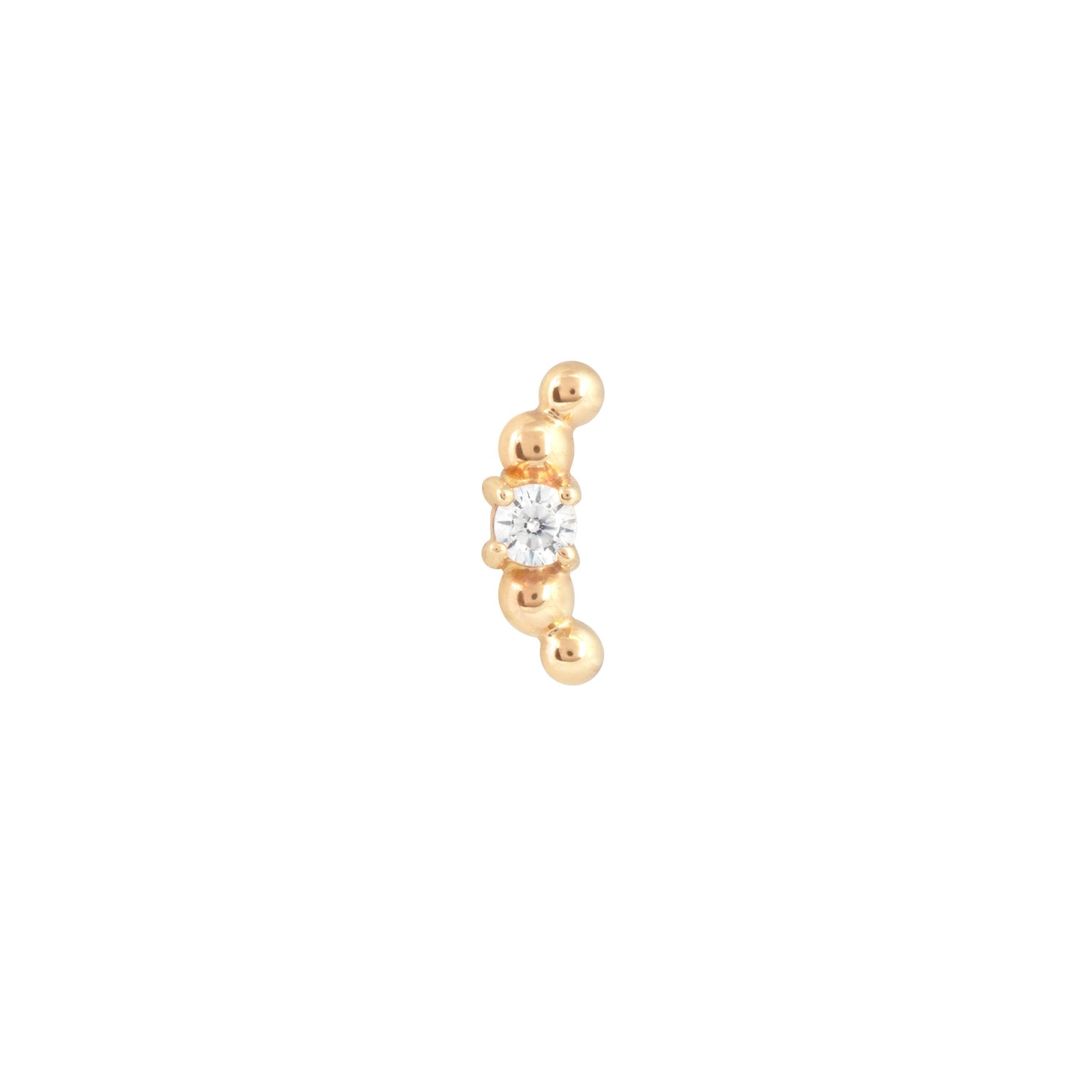 Beaded Curved Piercing Stud in Solid Gold