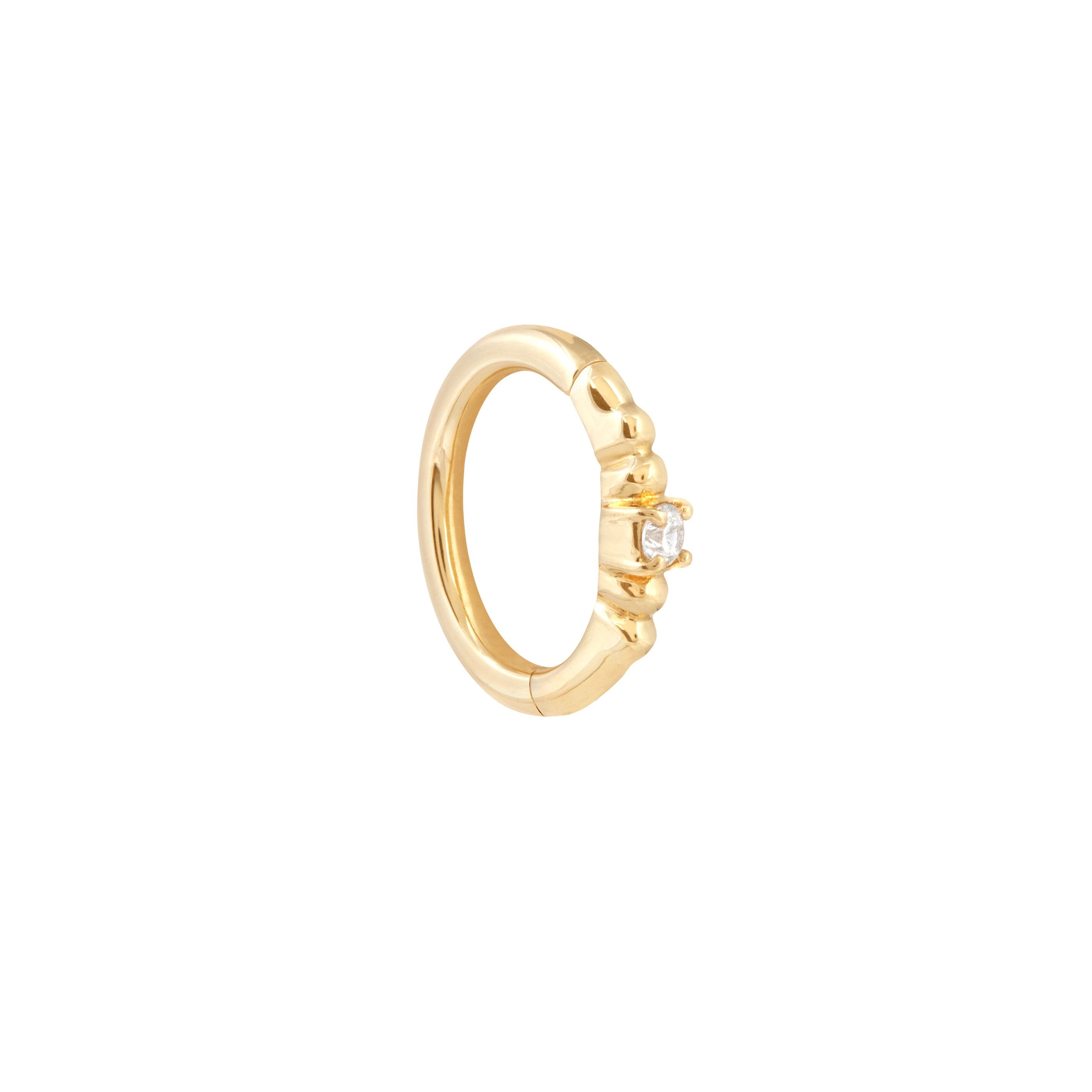 Solid Gold Crystal Rook Hoop