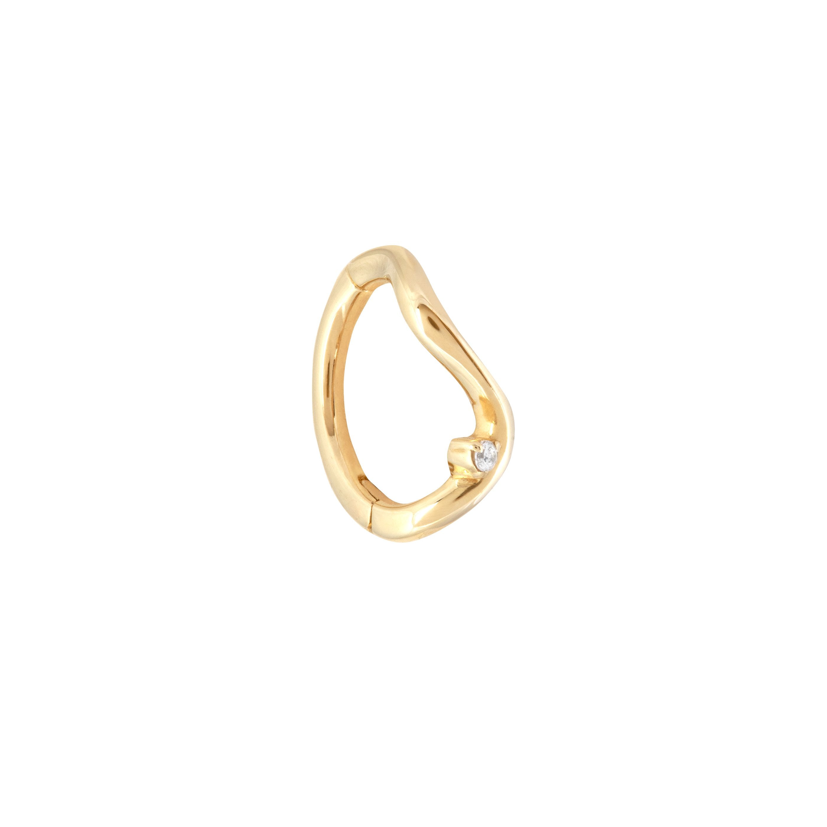 Solid Gold Wave Rook Hoop