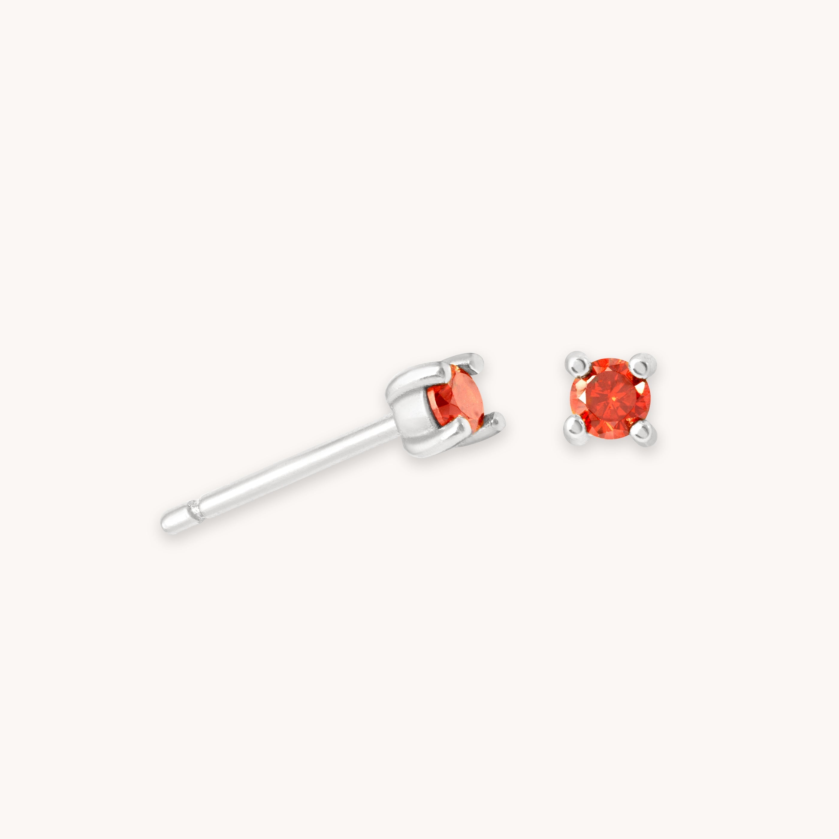 January Birthstone Stud Earrings in Silver with Garnet CZ