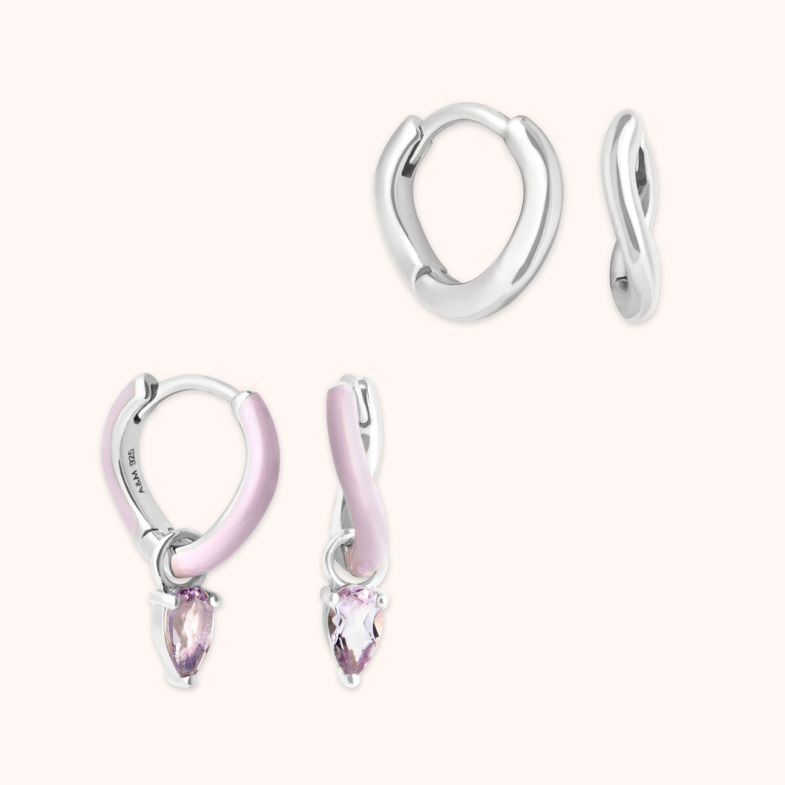 Amethyst Wave Stacking Set in Silver