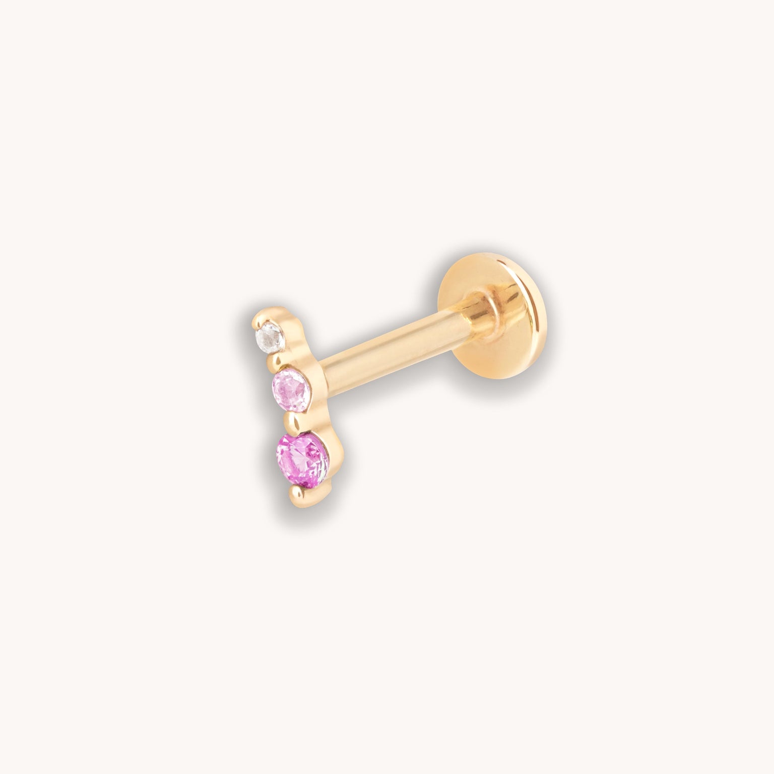Pink Gradient Piercing Stud in Solid Gold