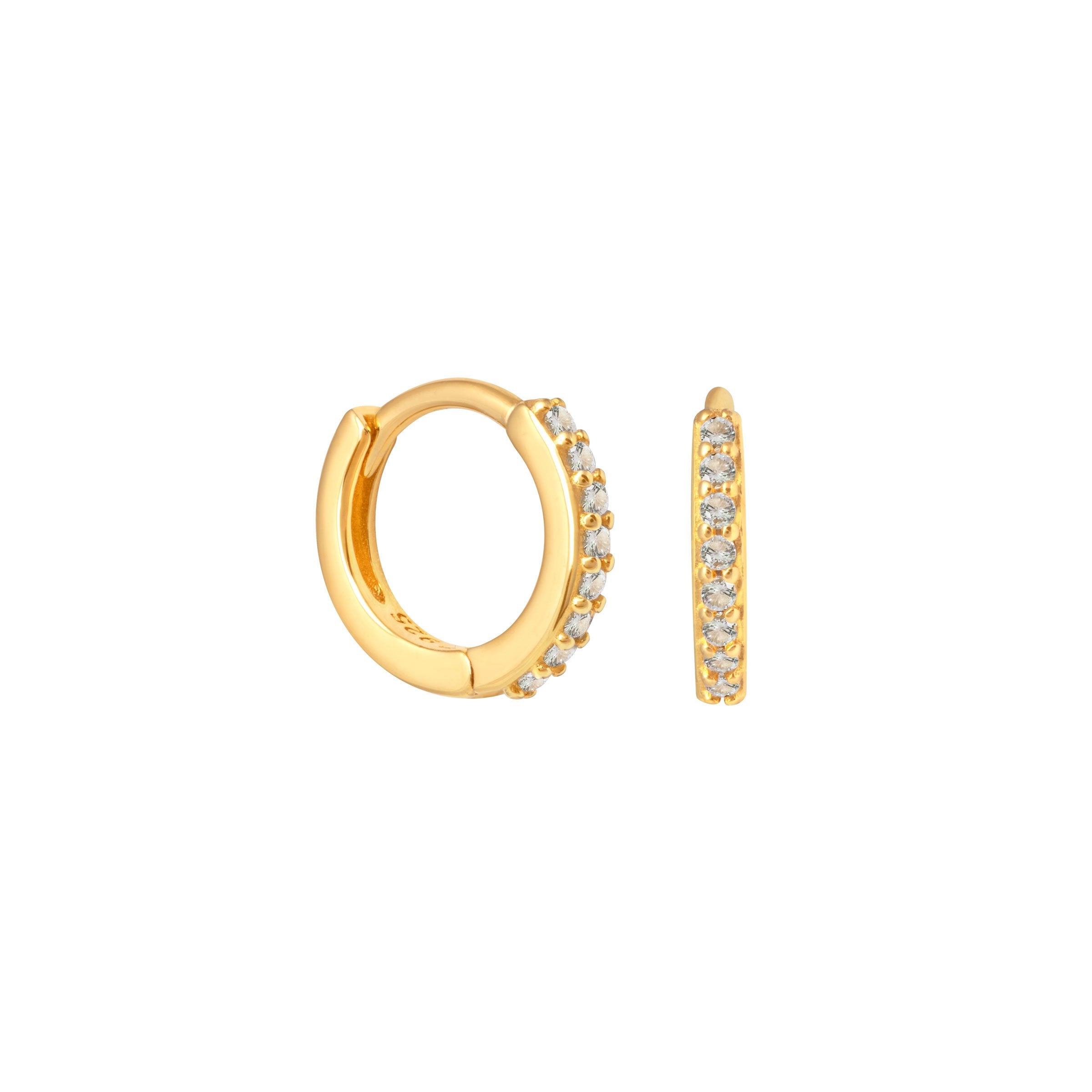 March Birthstone Huggies in Gold with Aquamarine CZ