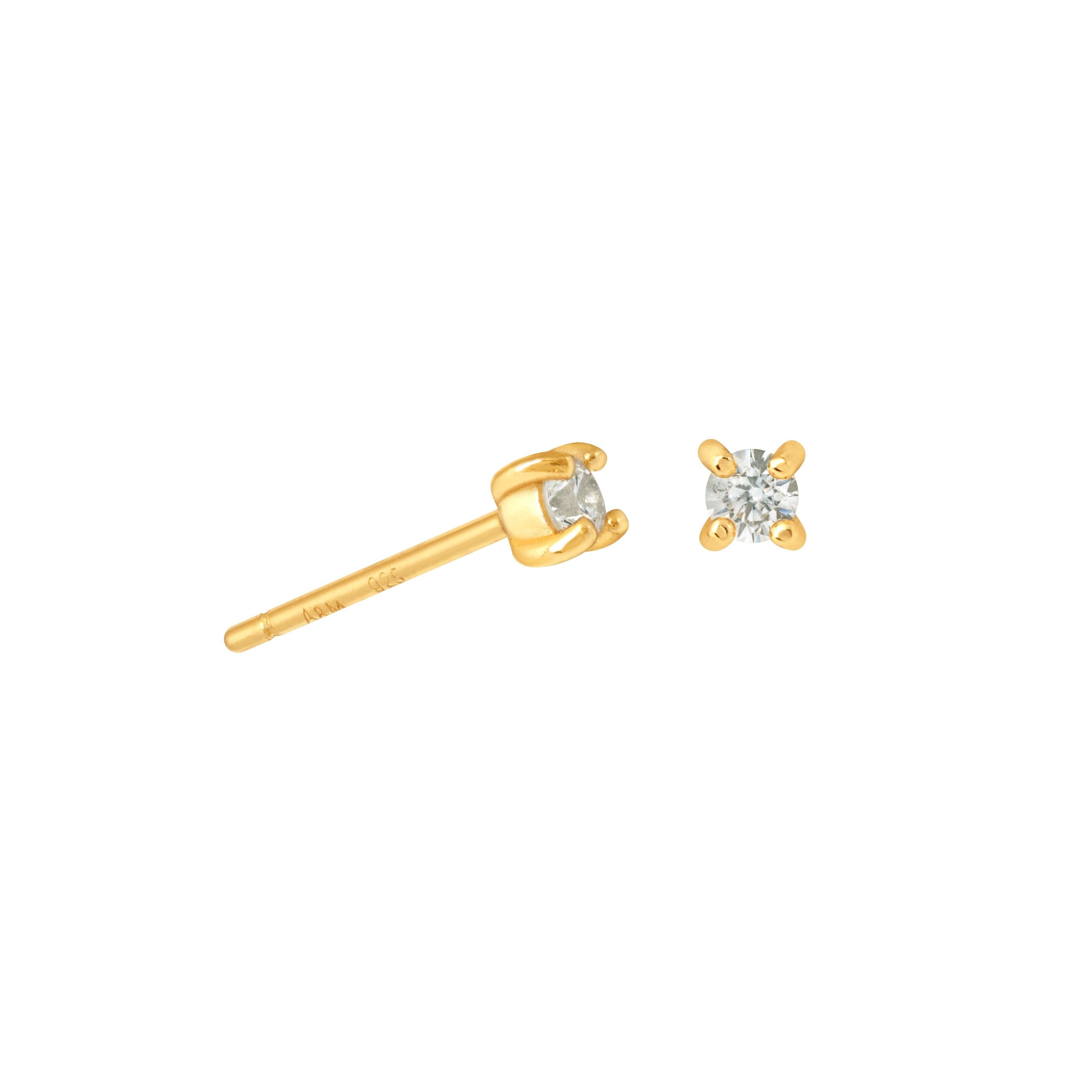 March Birthstone Stud Earrings in Gold with Aquamarine CZ
