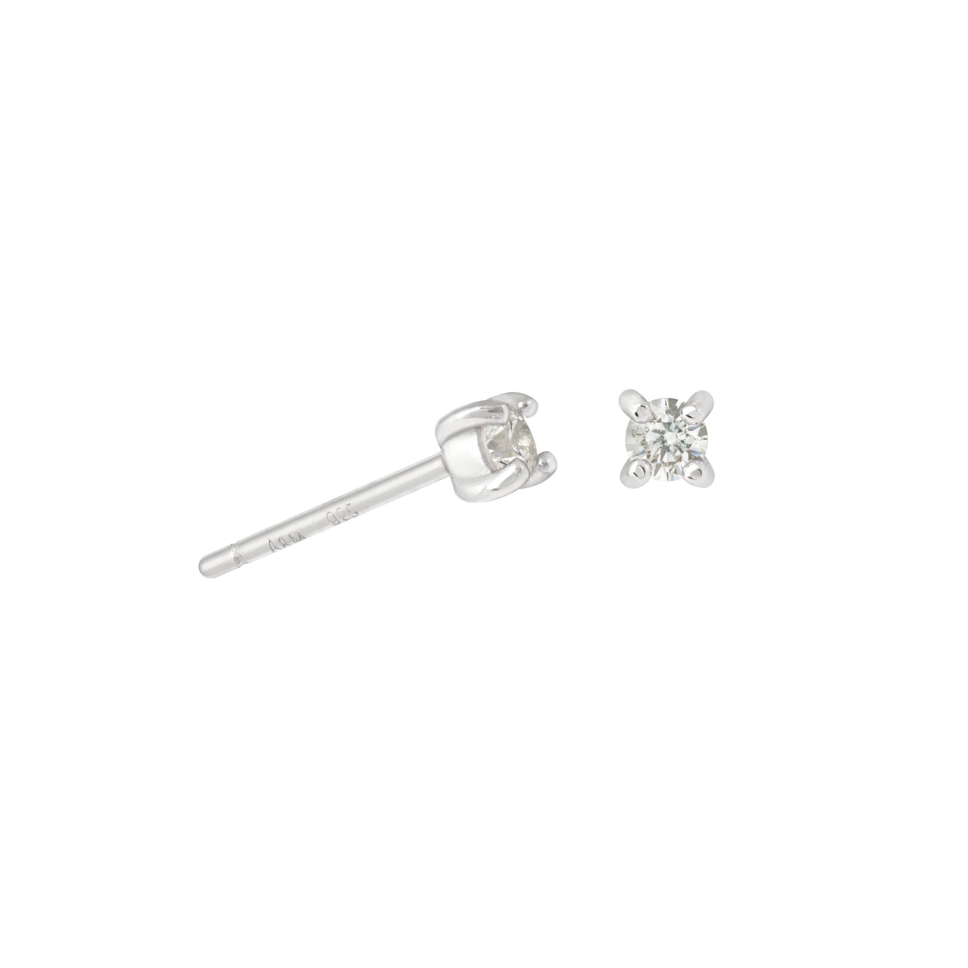 March Birthstone Stud Earrings in Silver with Aquamarine CZ