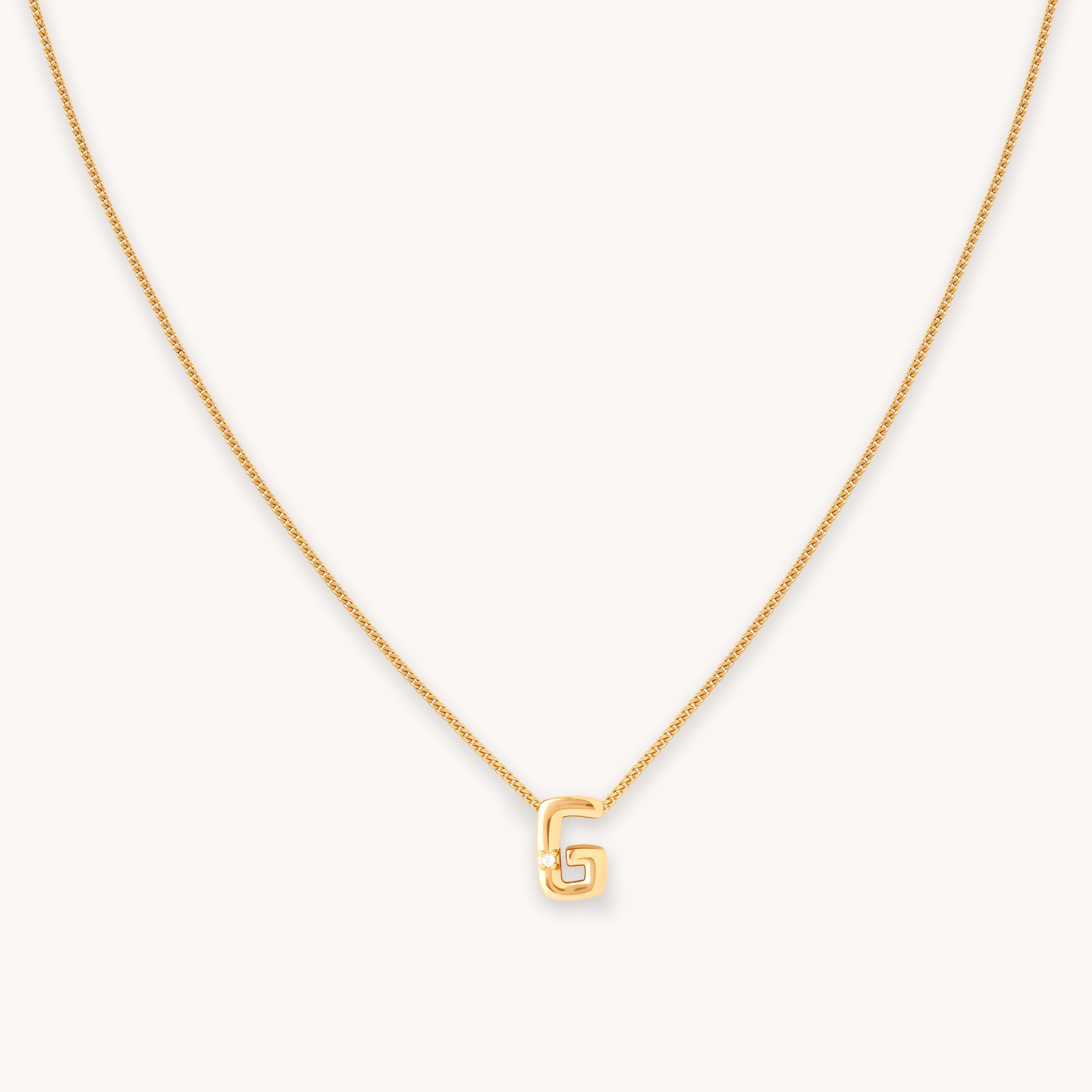 G Gold Initial Pendant Necklace | Astrid & Miyu Necklaces