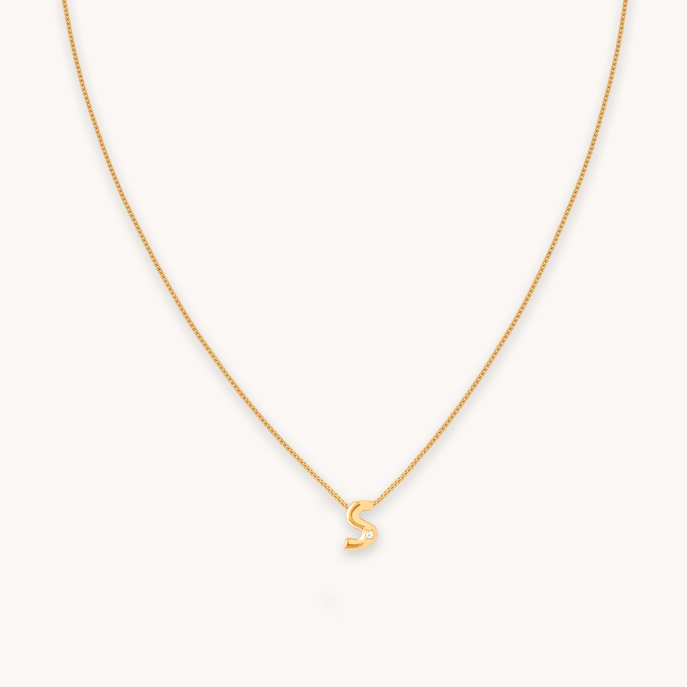 S Gold Initial Pendant Necklace