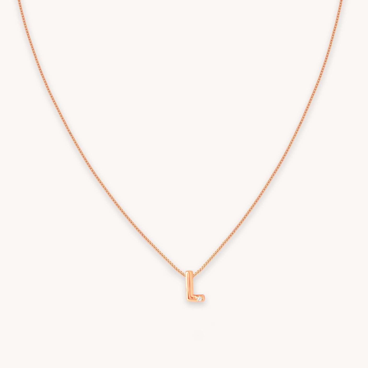 L Initial Pendant Necklace in Rose Gold