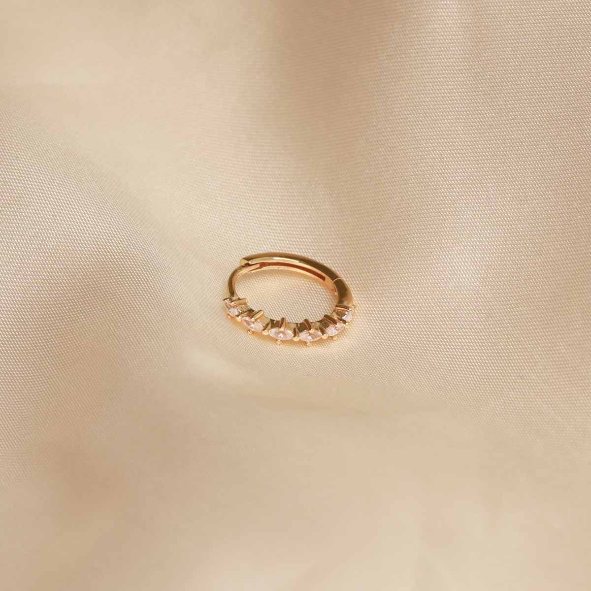 Flat shot of Navette Hoop 11.5mm in Gold