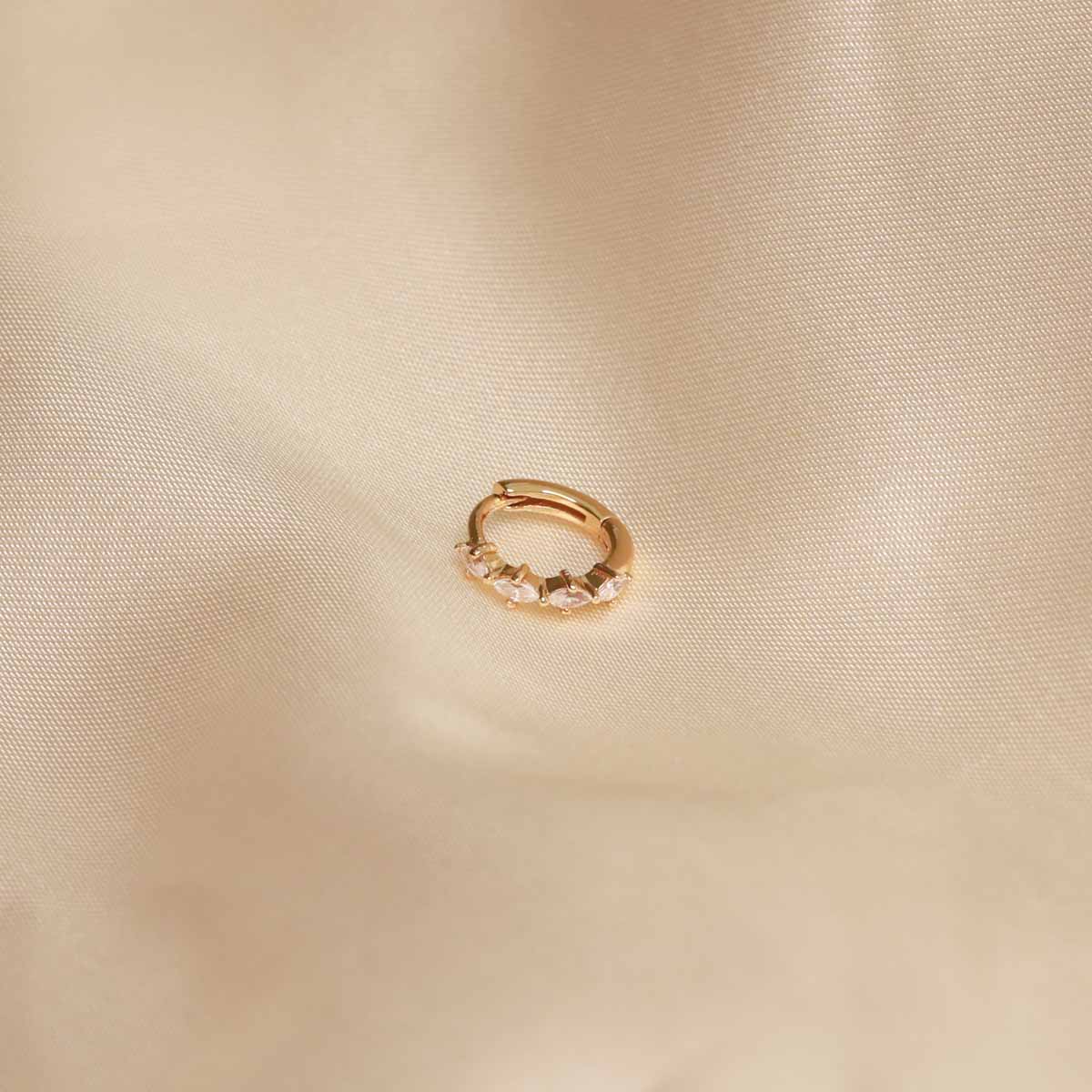 Flat shot of Navette Hoop 8mm in Gold