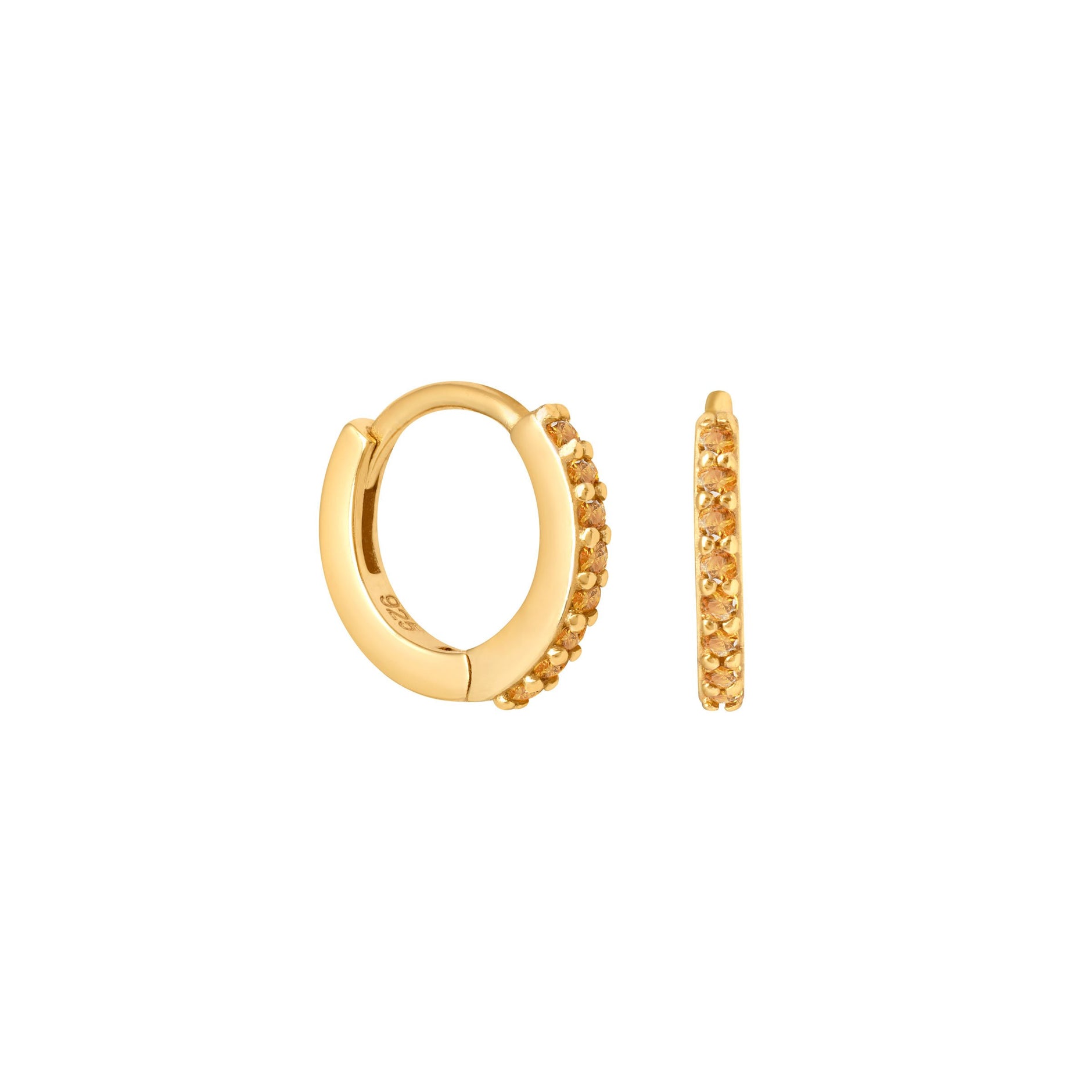 November Birthstone Huggies in Gold with Citrine CZ