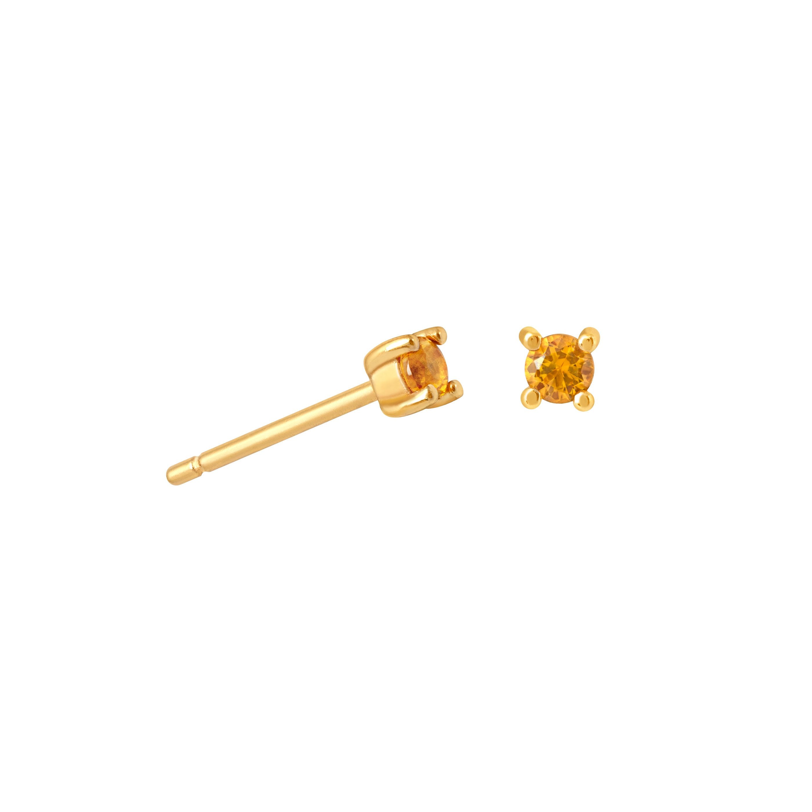 November Birthstone Stud Earrings in Gold with Citrine CZ