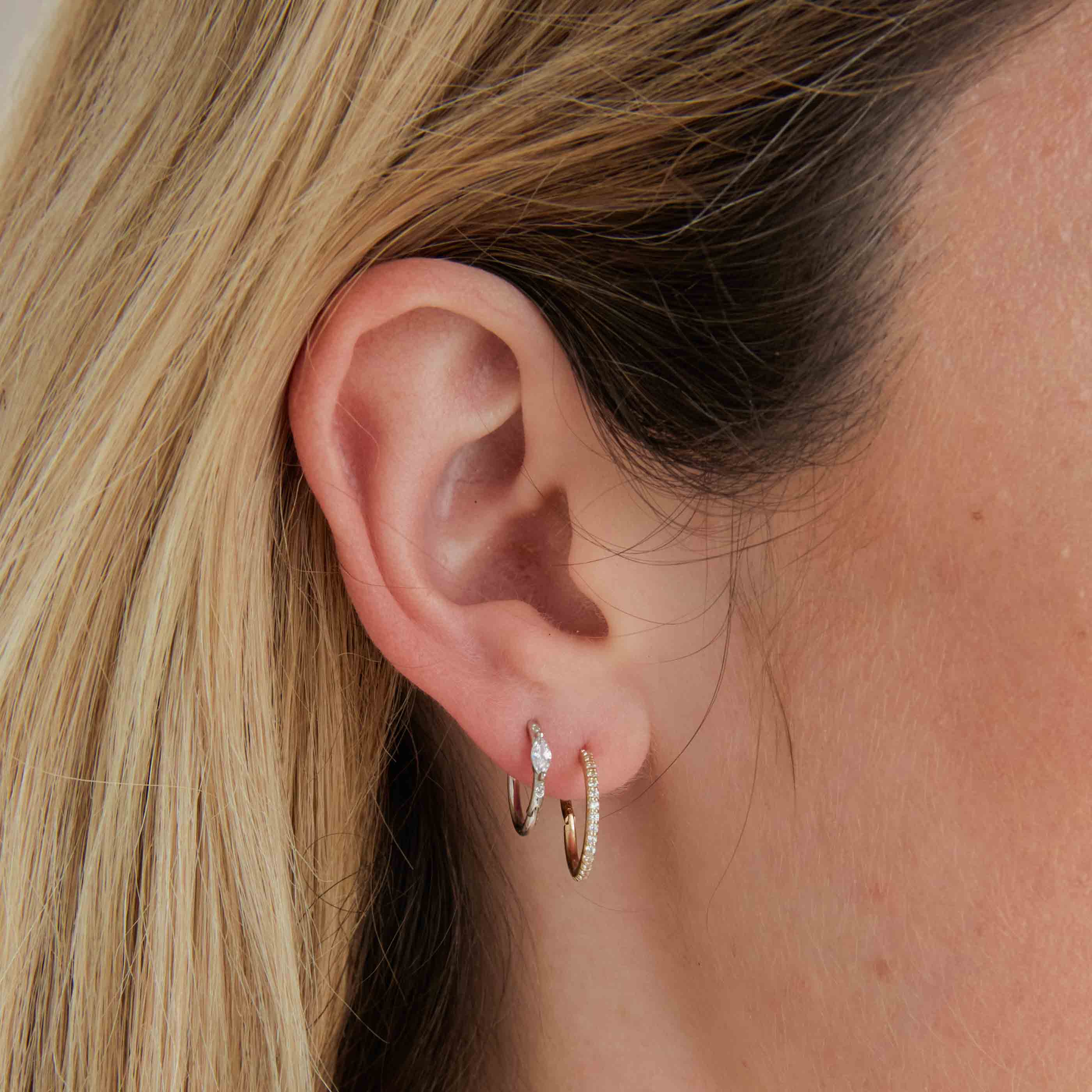 Solid White Gold Marquise Piercing Hoop