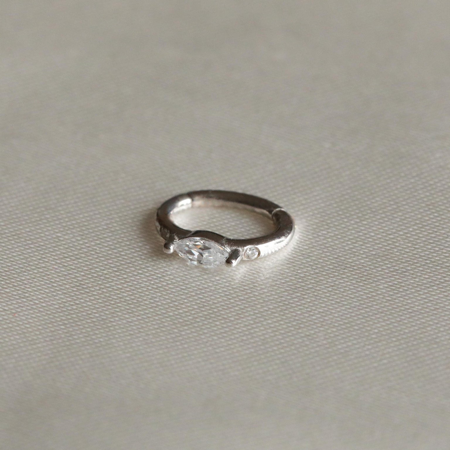 Solid White Gold Marquise Rook Hoop