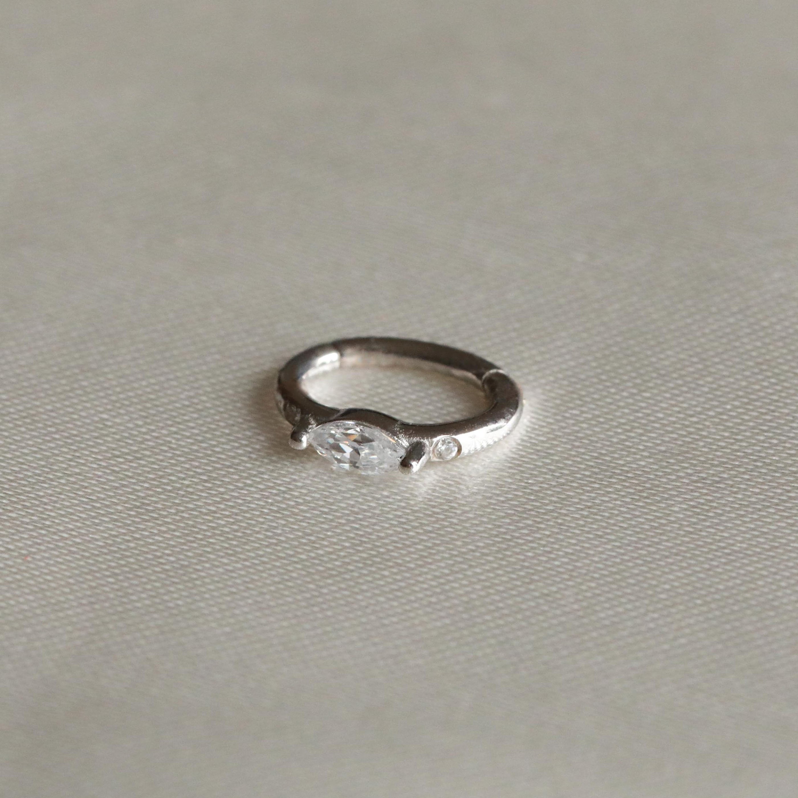 Solid White Gold Marquise Rook Hoop