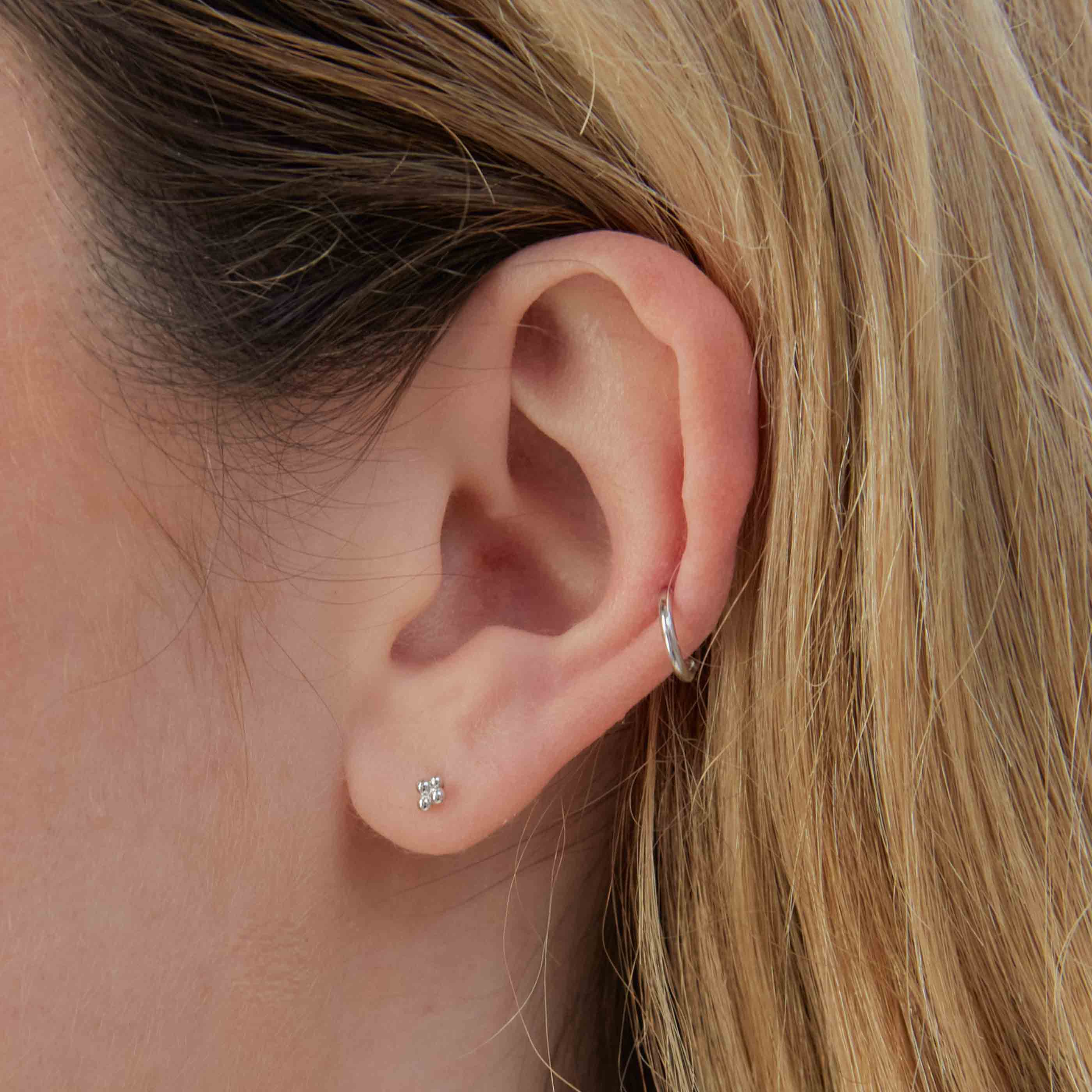 Solid White Gold Simple Piercing Hoop